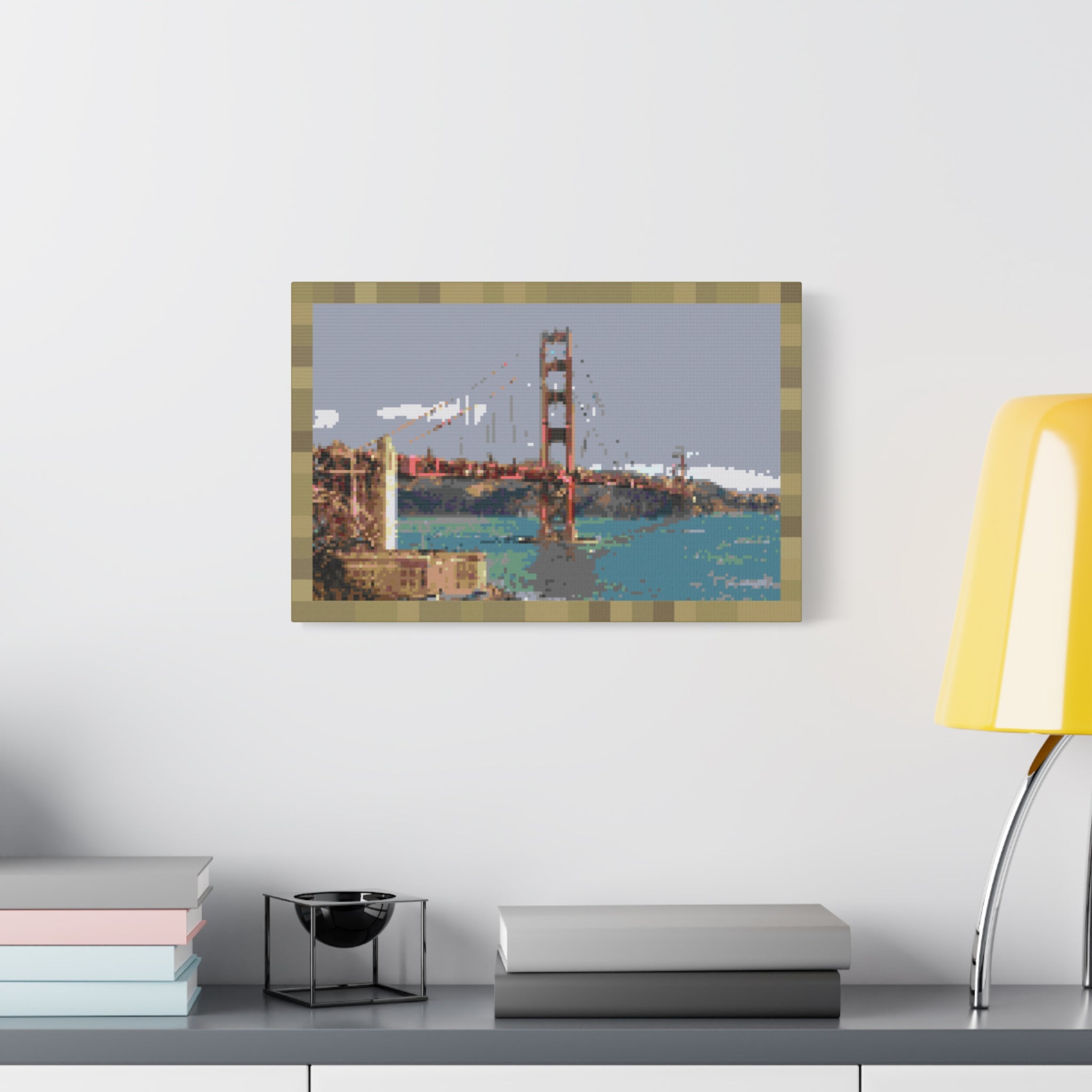 Golden Gate Bridge Pixel-Style Matte Canvas Print