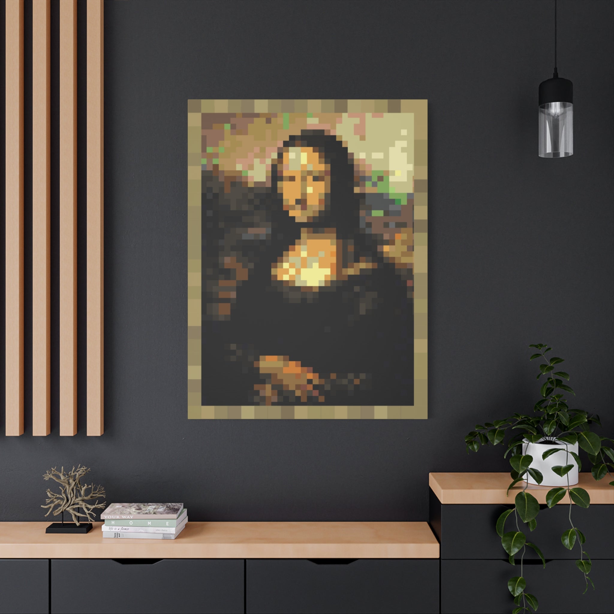 Mona Lisa Pixel-Style Matte Canvas Print