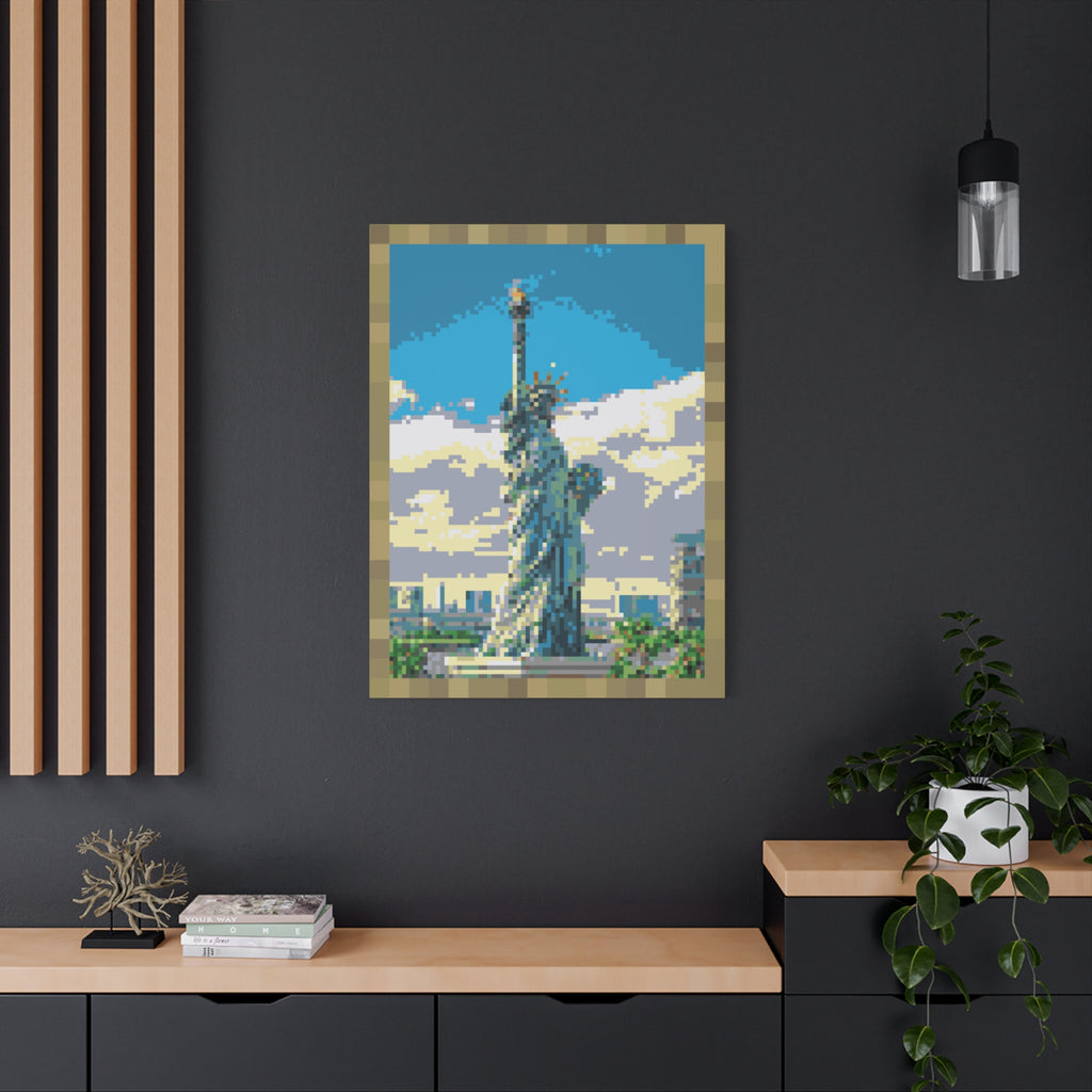 Statue of Liberty Pixel-Style Matte Canvas Print
