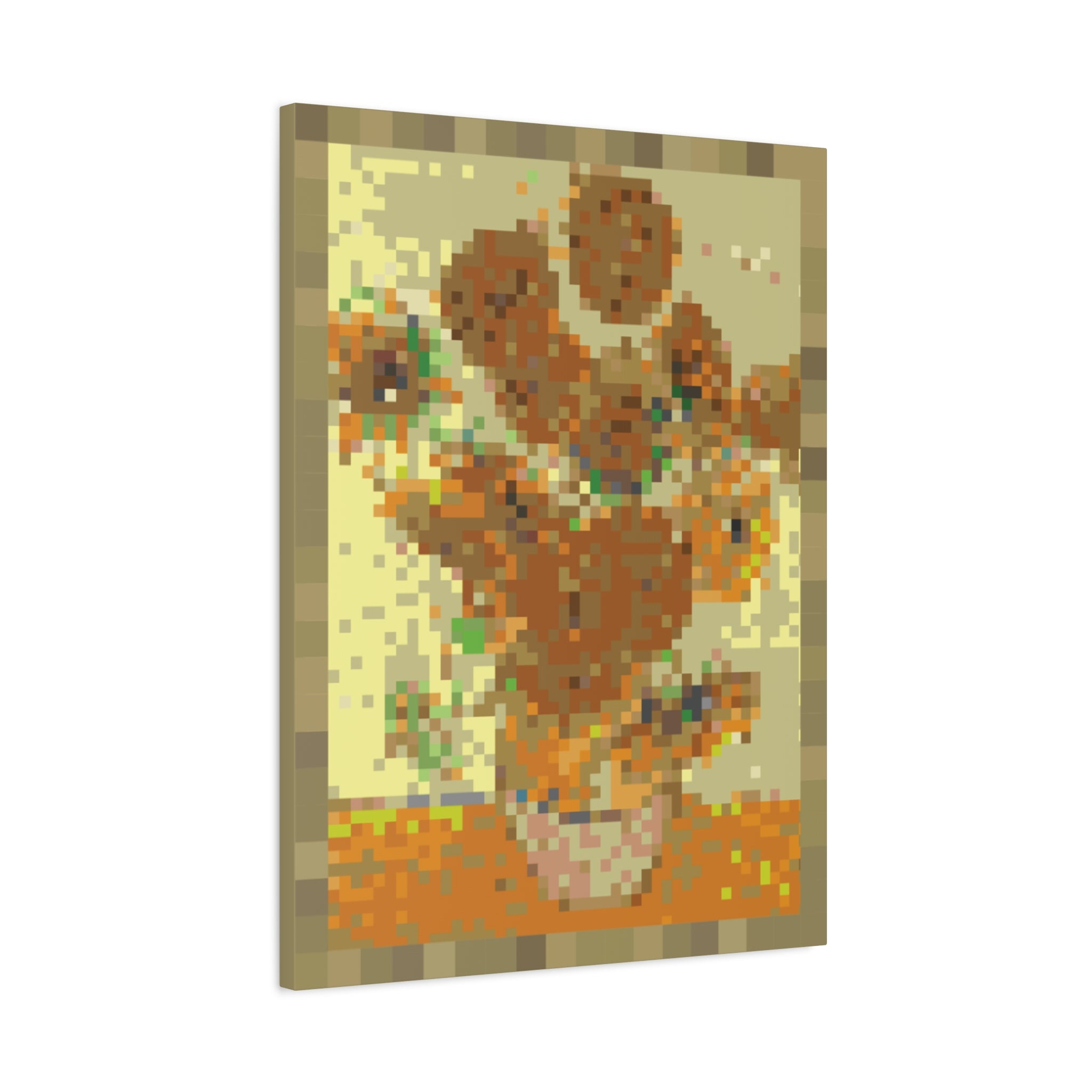 Sunflowers Pixel-Style Matte Canvas Print