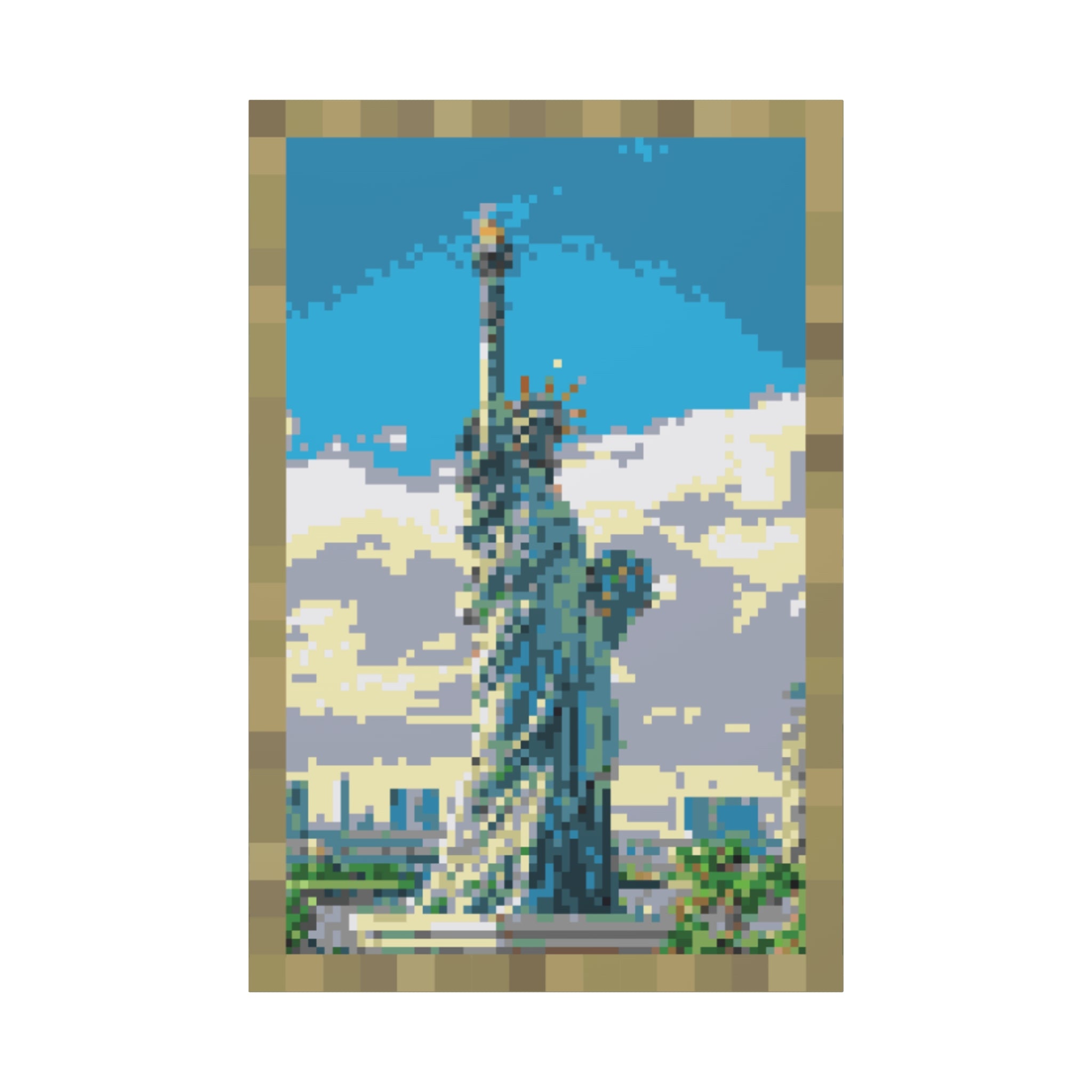 Statue of Liberty Pixel-Style Matte Canvas Print