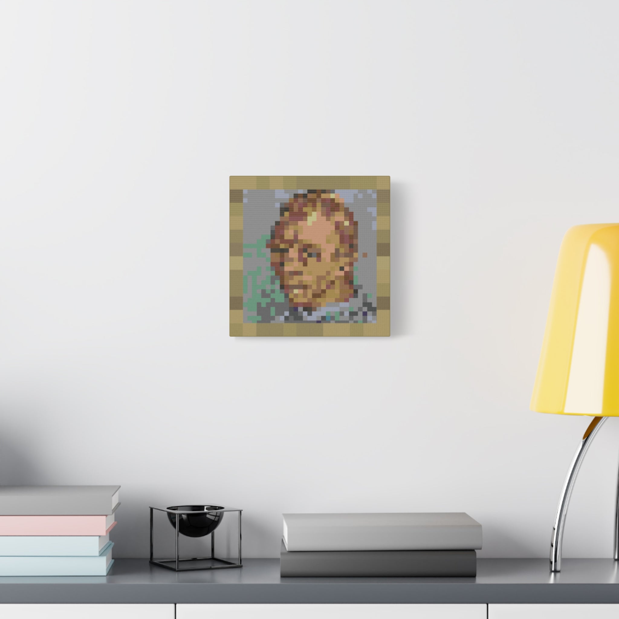 L'artiste Sans Barbe Pixel-Style Matte Canvas Print