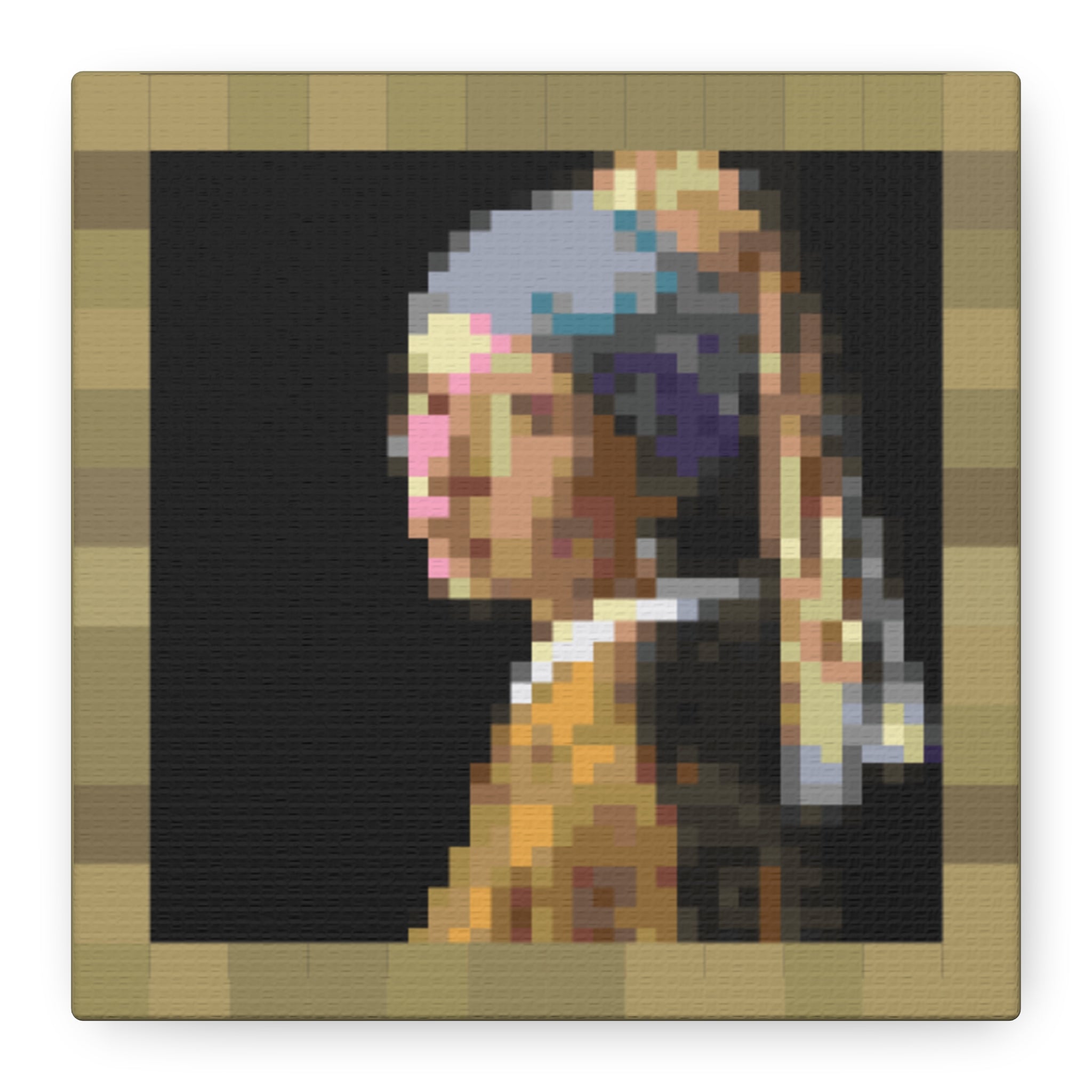 Girl with a Pearl Earring Pixel-Style Matte Canvas Print