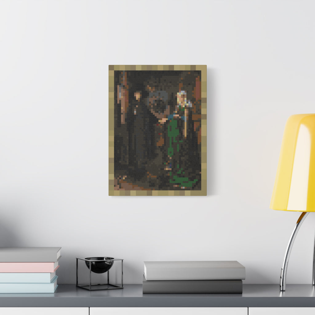 The Arnolfini Portrait Pixel-Style Matte Canvas Print
