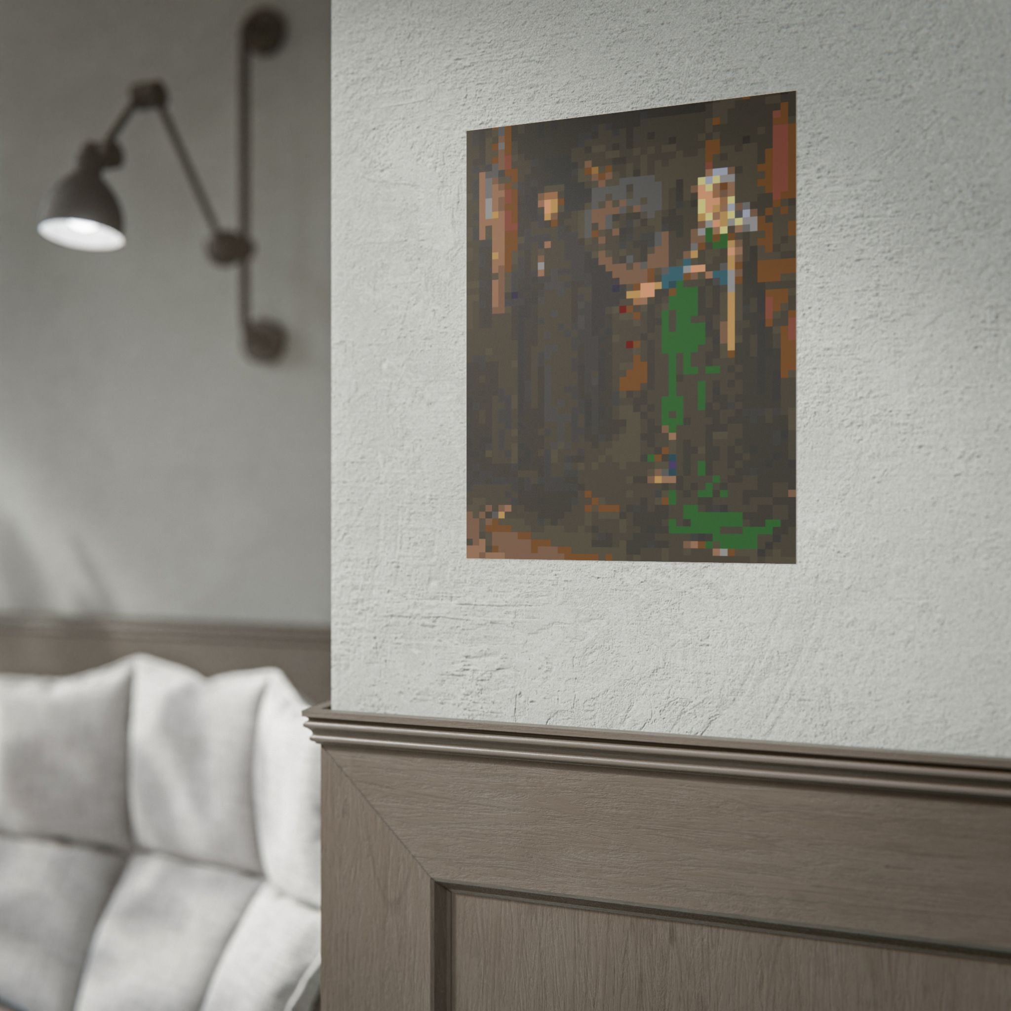 The Arnolfini Portrait Pixel-Style Rolled Art Print