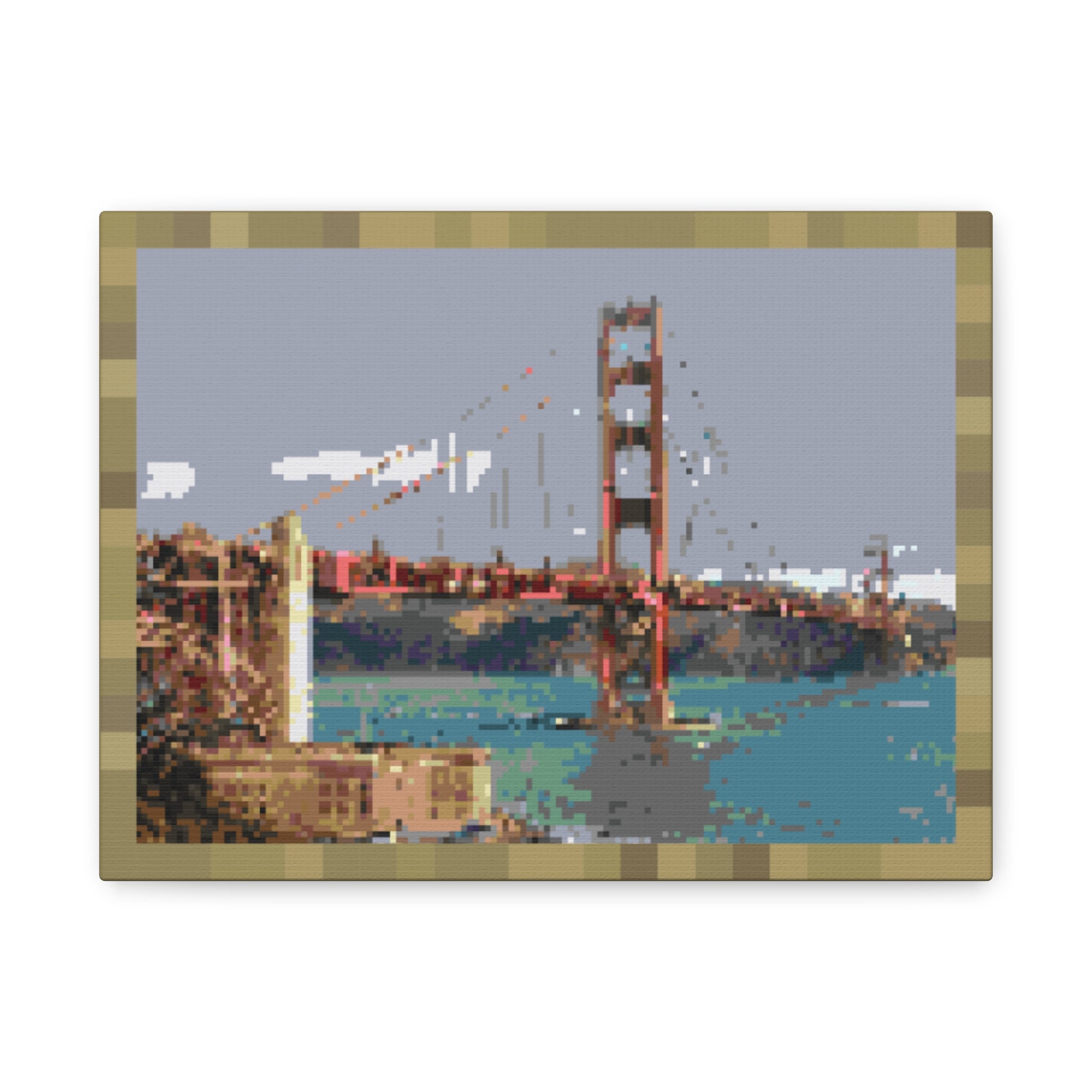 Golden Gate Bridge Pixel-Style Matte Canvas Print