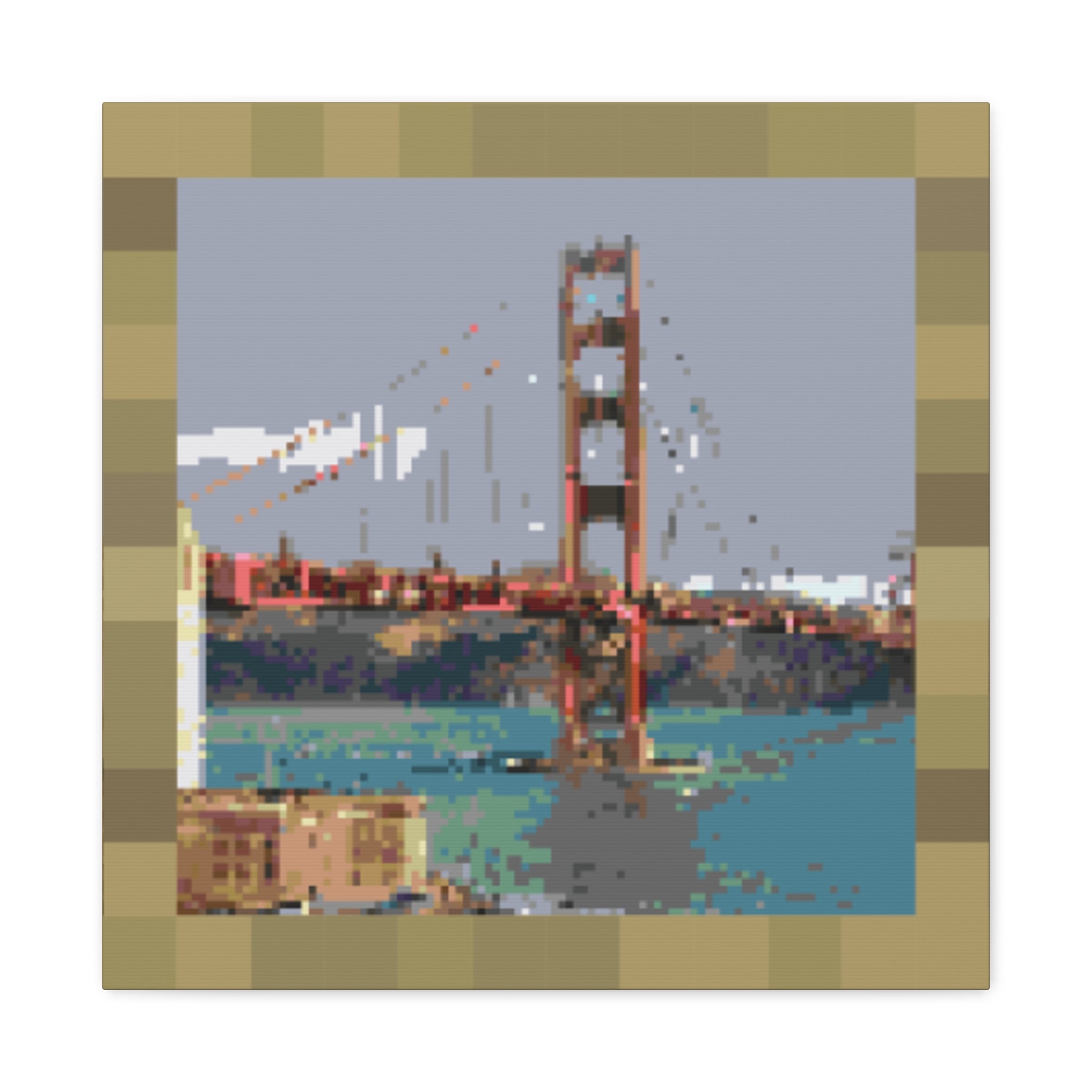 Golden Gate Bridge Pixel-Style Matte Canvas Print