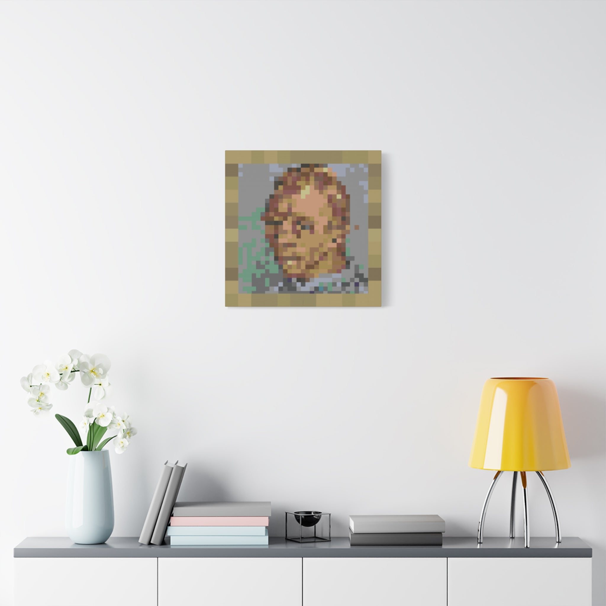 L'artiste Sans Barbe Pixel-Style Matte Canvas Print