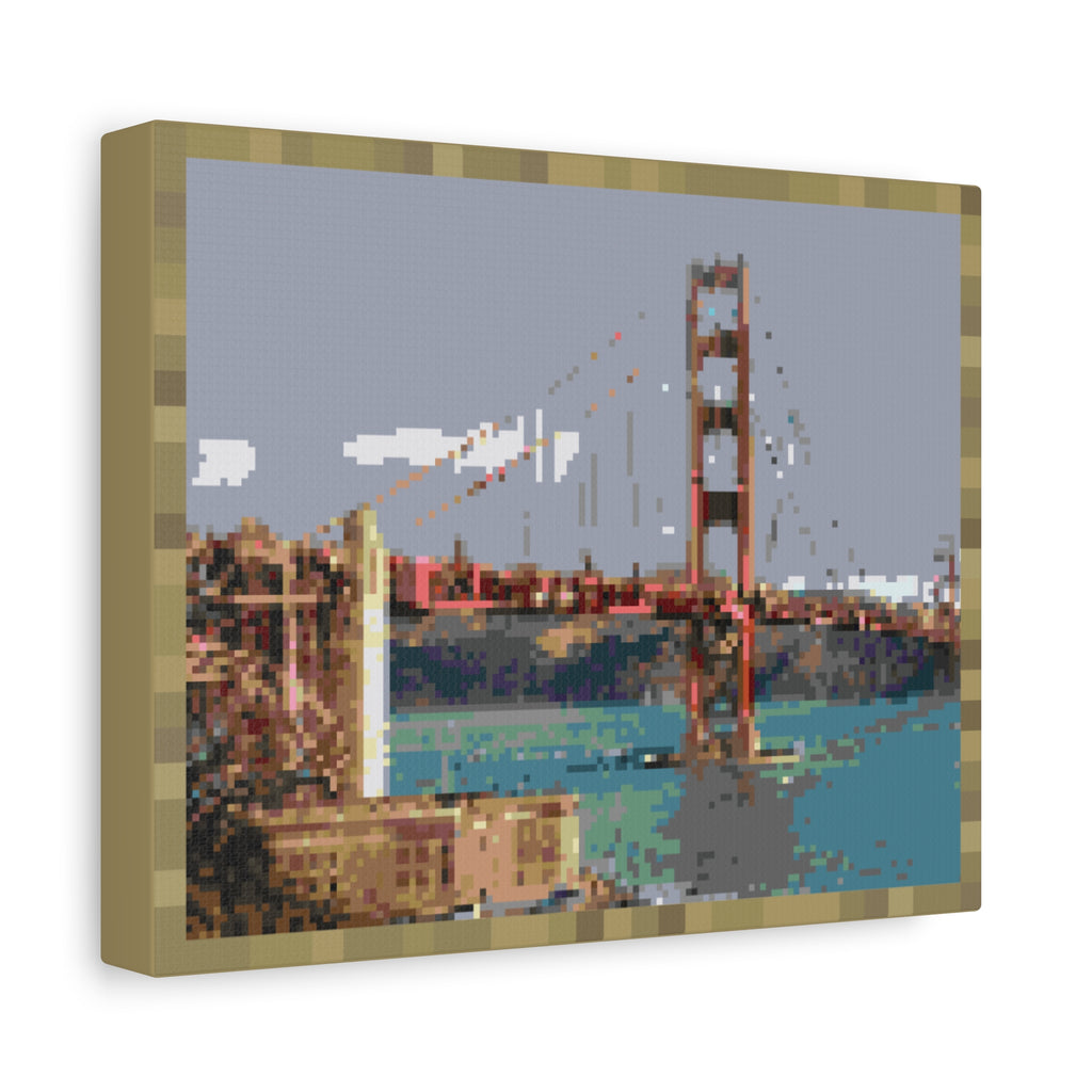 Golden Gate Bridge Pixel-Style Matte Canvas Print