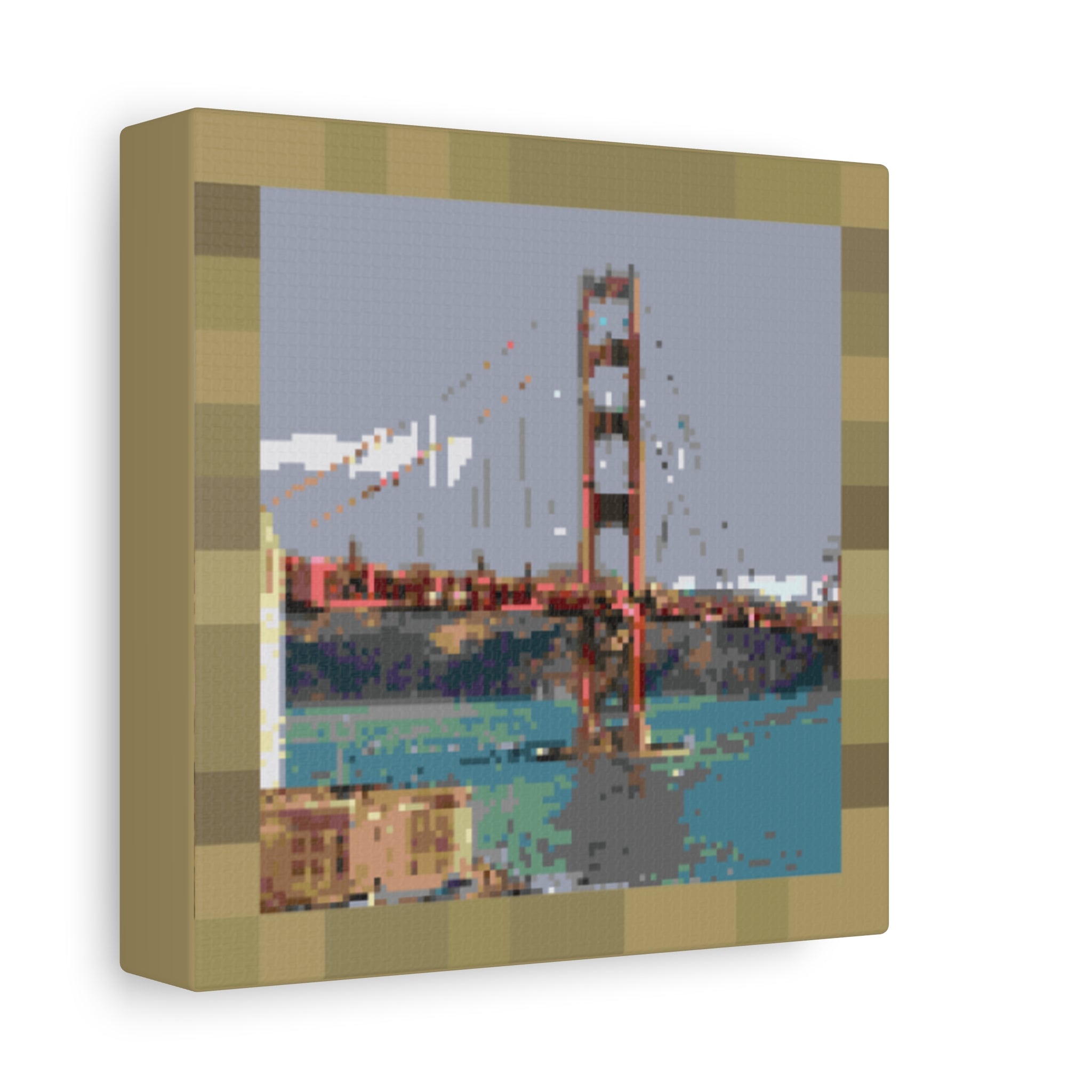 Golden Gate Bridge Pixel-Style Matte Canvas Print