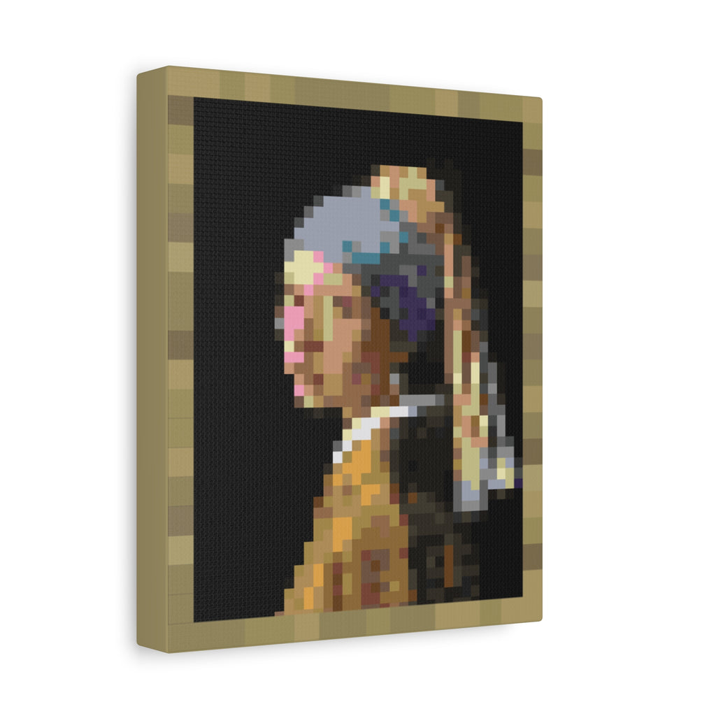 Girl with a Pearl Earring Pixel-Style Matte Canvas Print