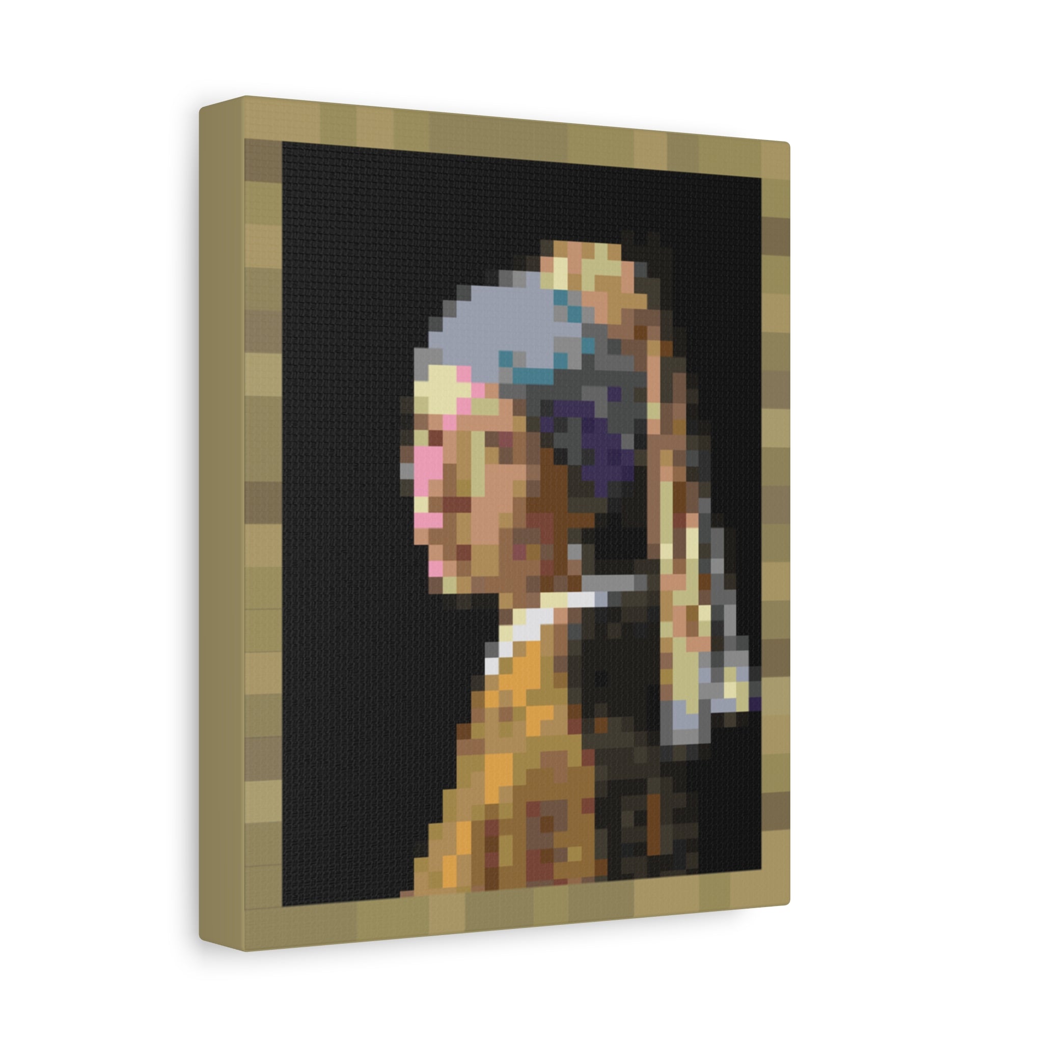 Girl with a Pearl Earring Pixel-Style Matte Canvas Print