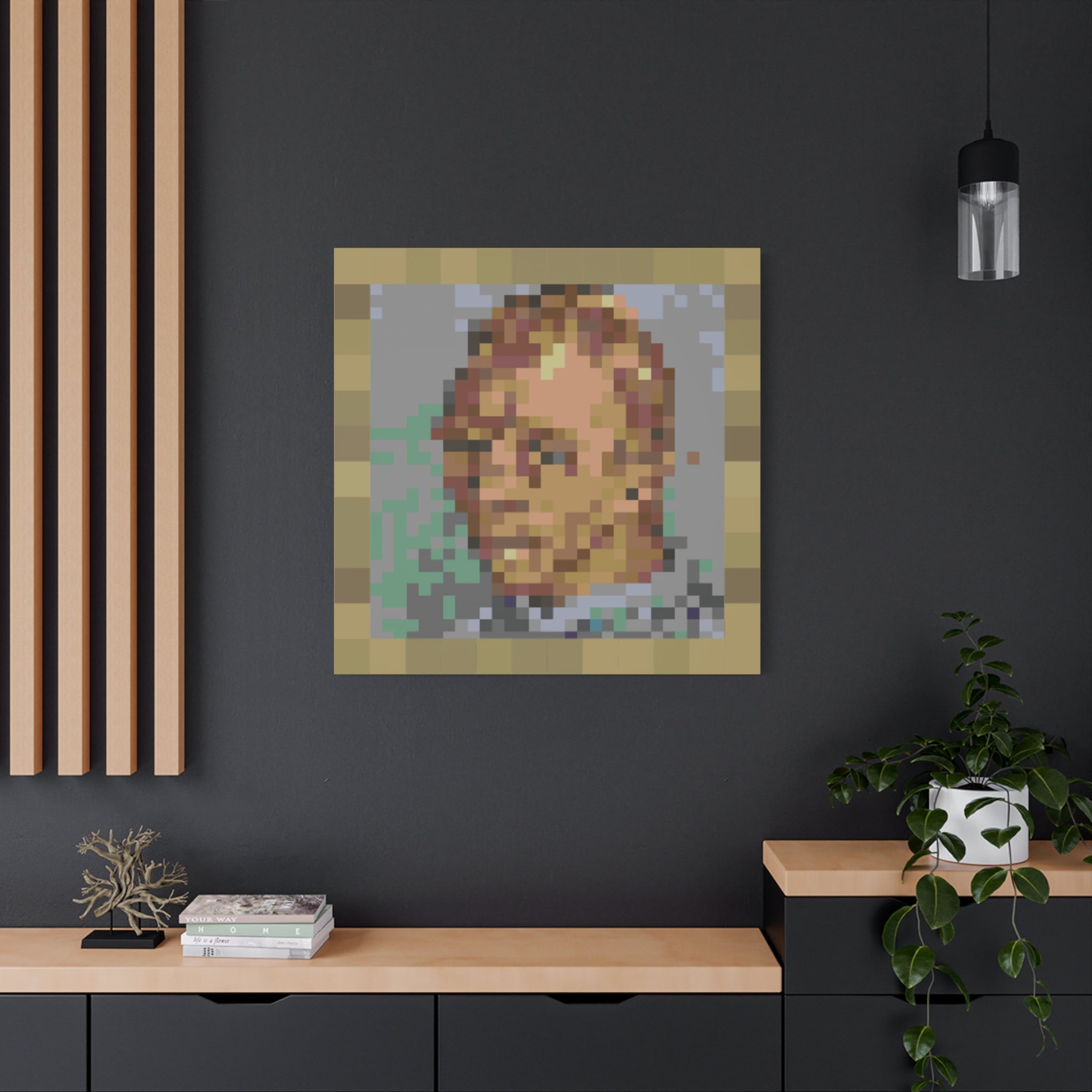 L'artiste Sans Barbe Pixel-Style Matte Canvas Print