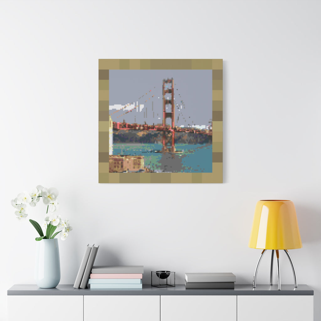 Golden Gate Bridge Pixel-Style Matte Canvas Print