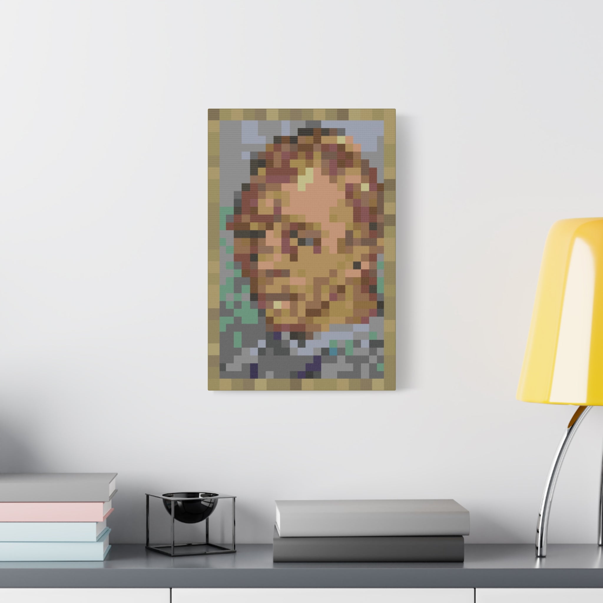 L'artiste Sans Barbe Pixel-Style Matte Canvas Print