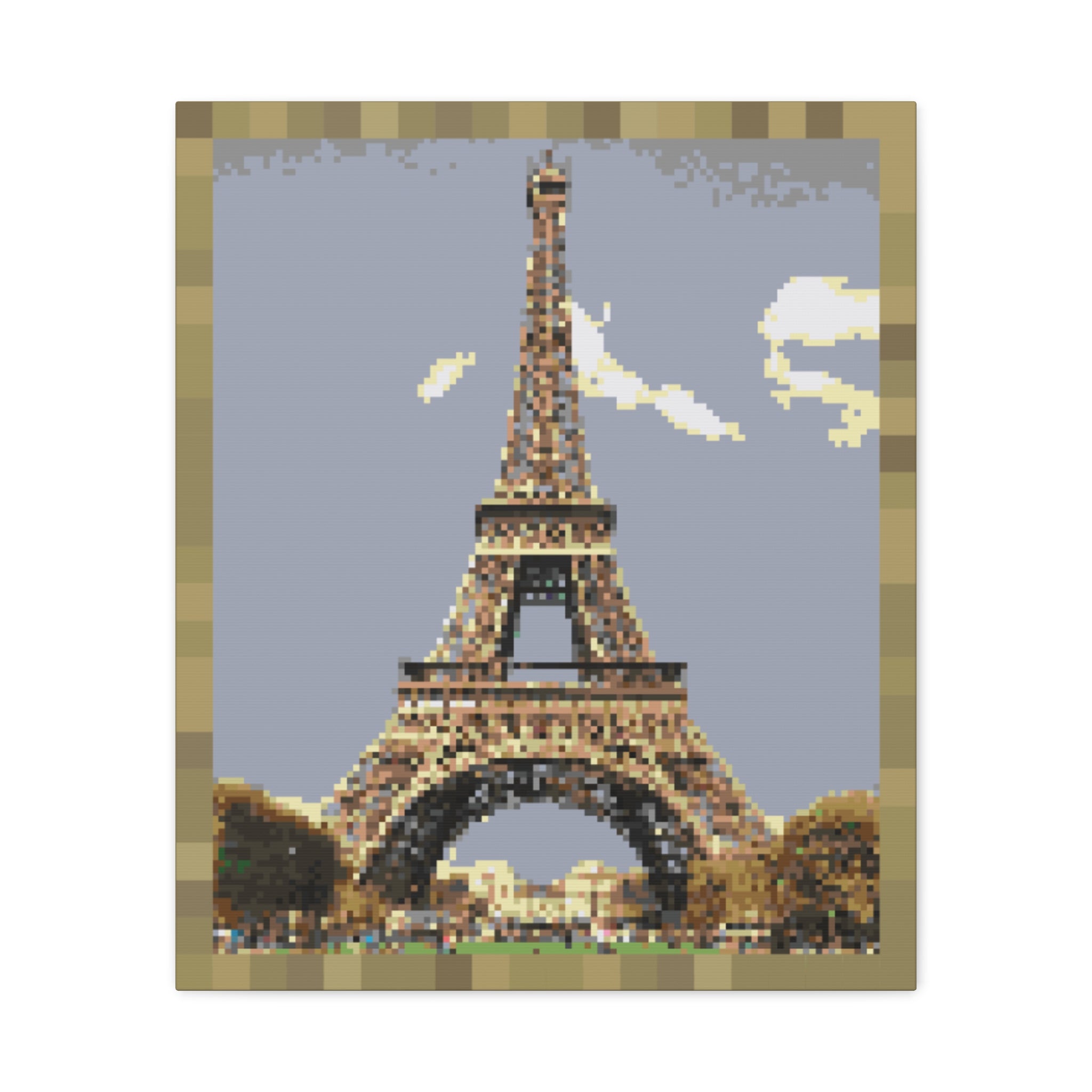 Eiffel Tower Pixel-Style Matte Canvas Print
