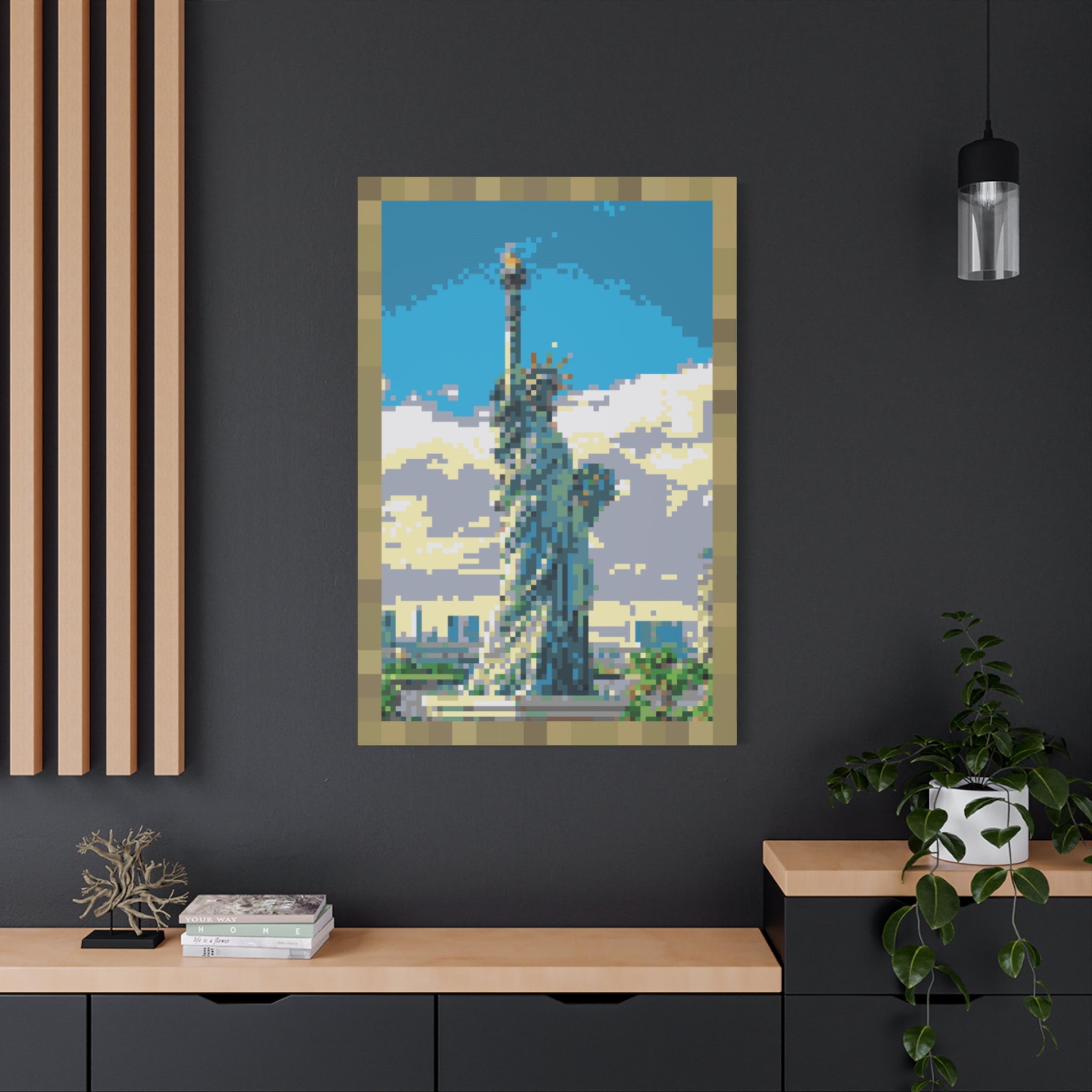Statue of Liberty Pixel-Style Matte Canvas Print