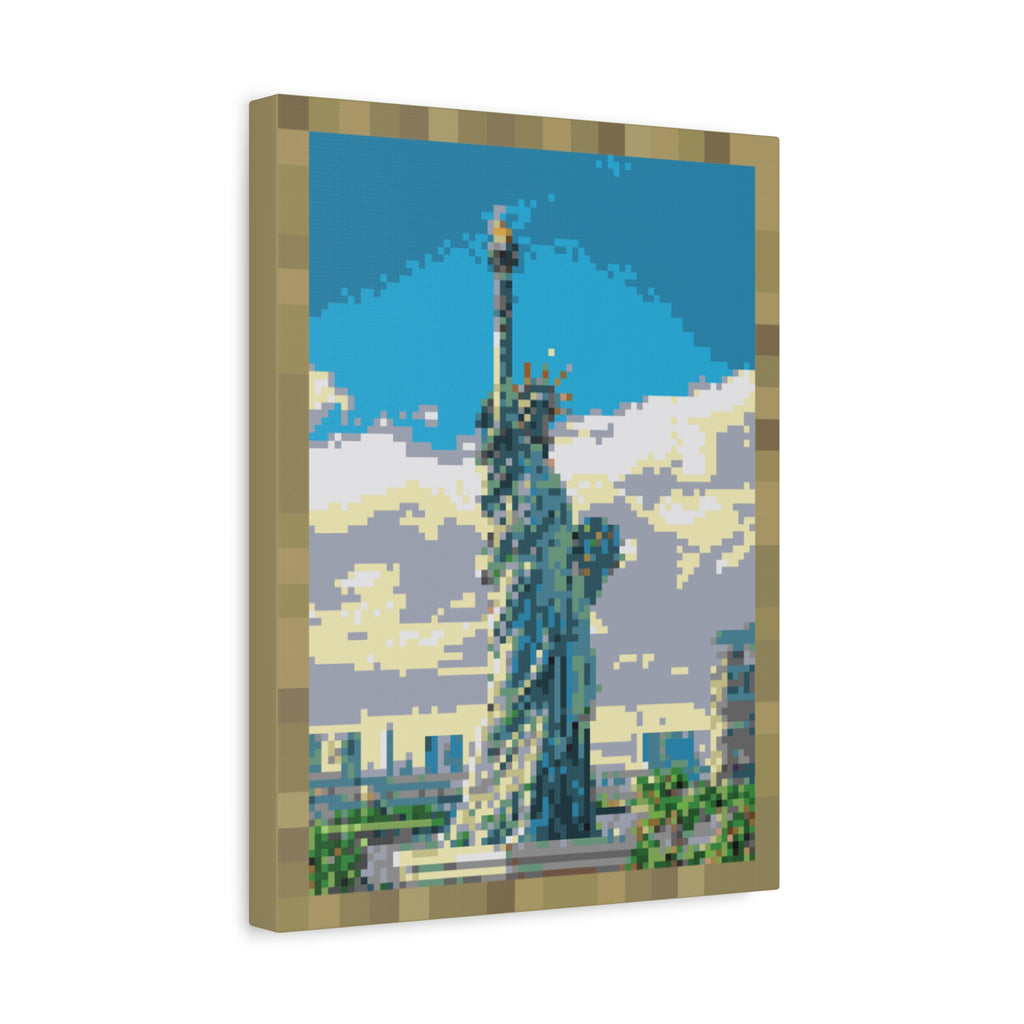 Statue of Liberty Pixel-Style Matte Canvas Print