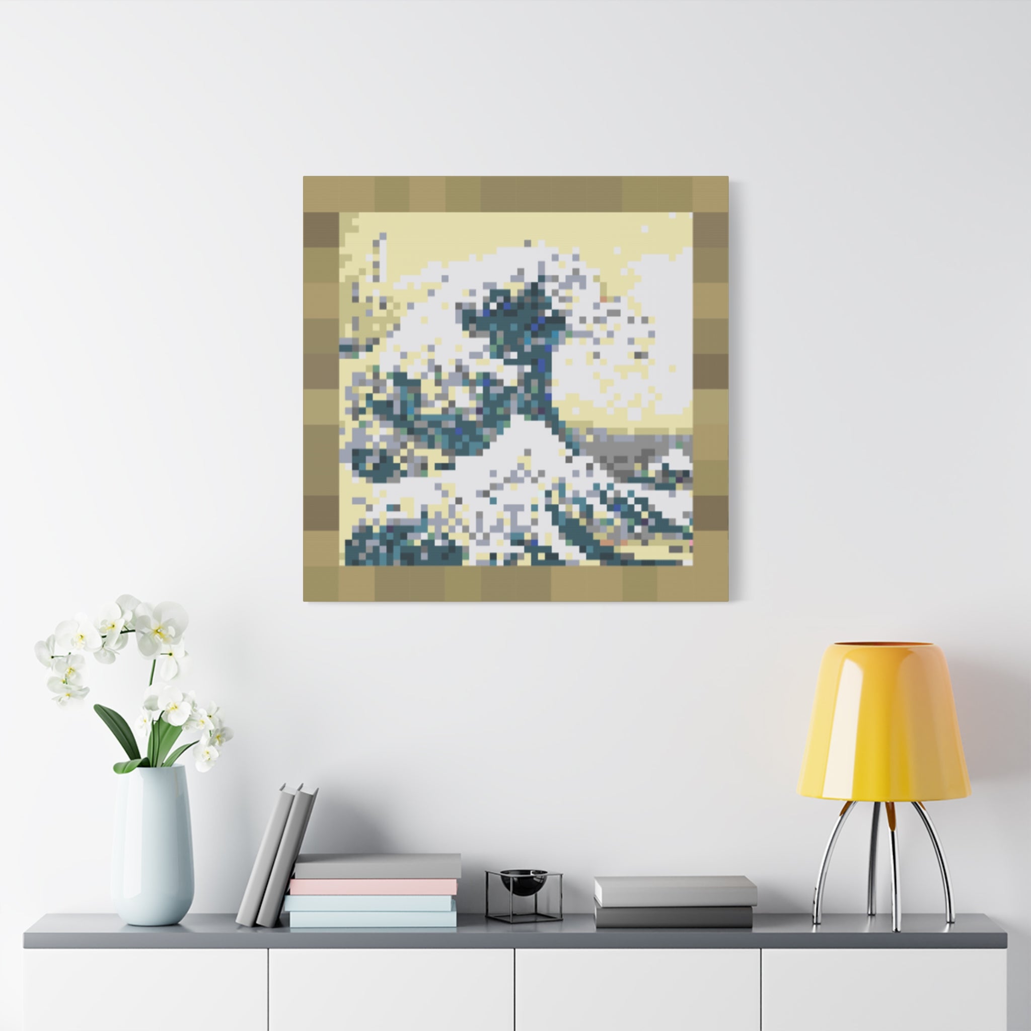 The Great Wave Pixel-Style Matte Canvas Print