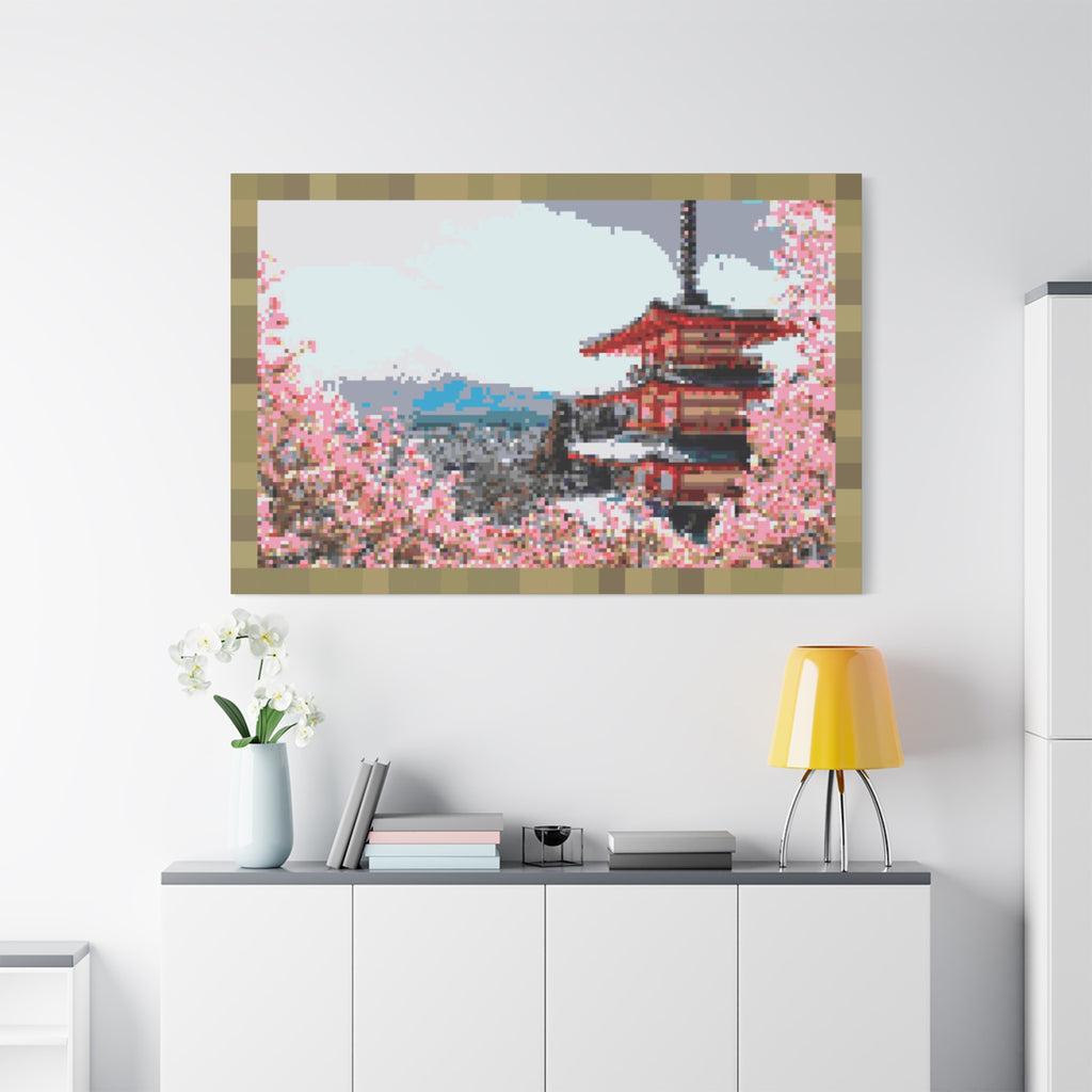 Japanese Cherry Blossom Name Pixel-Style Matte Canvas Print