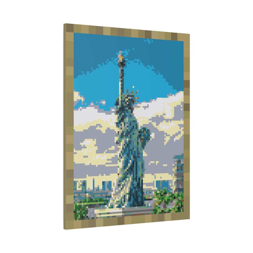 Statue of Liberty Pixel-Style Matte Canvas Print