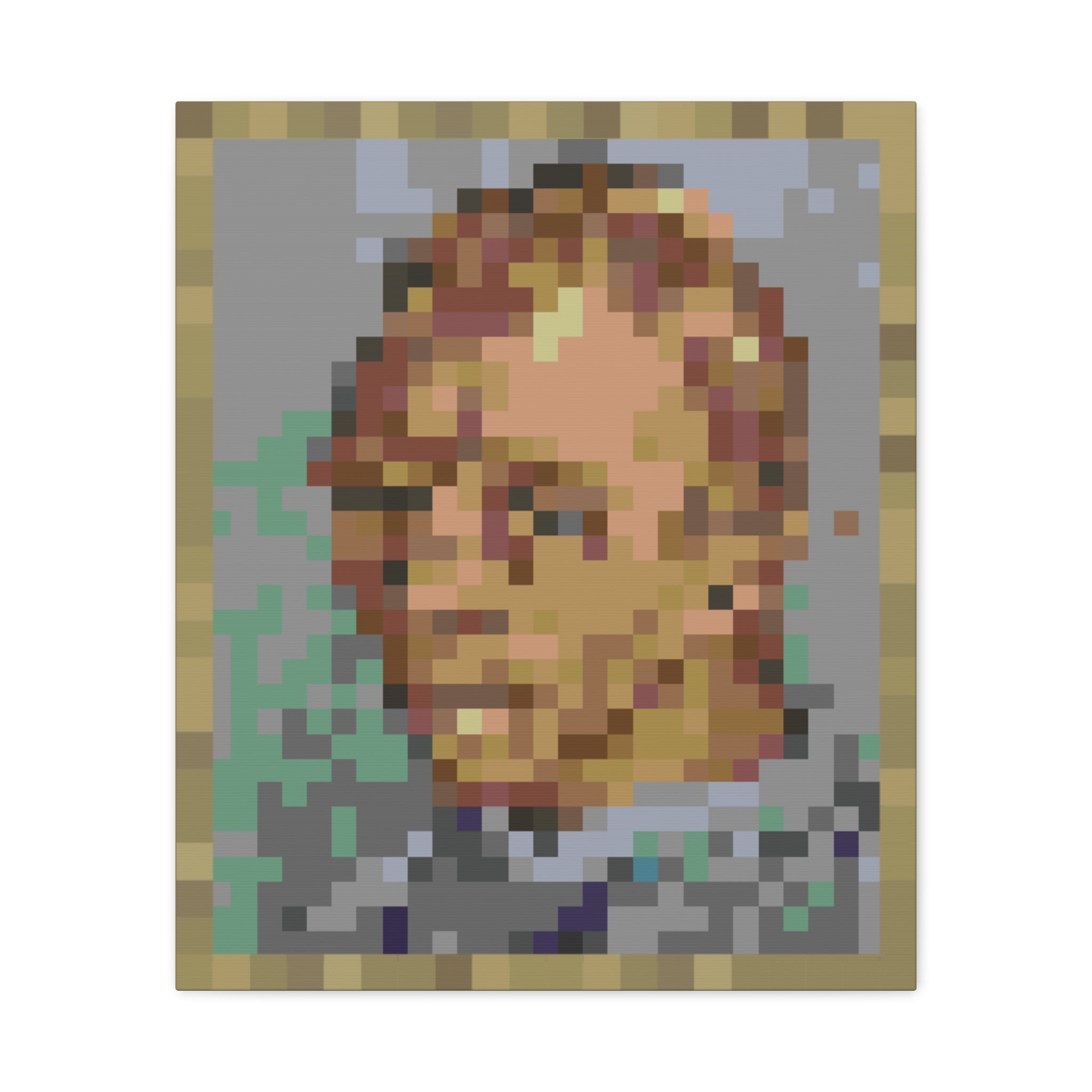 L'artiste Sans Barbe Pixel-Style Matte Canvas Print