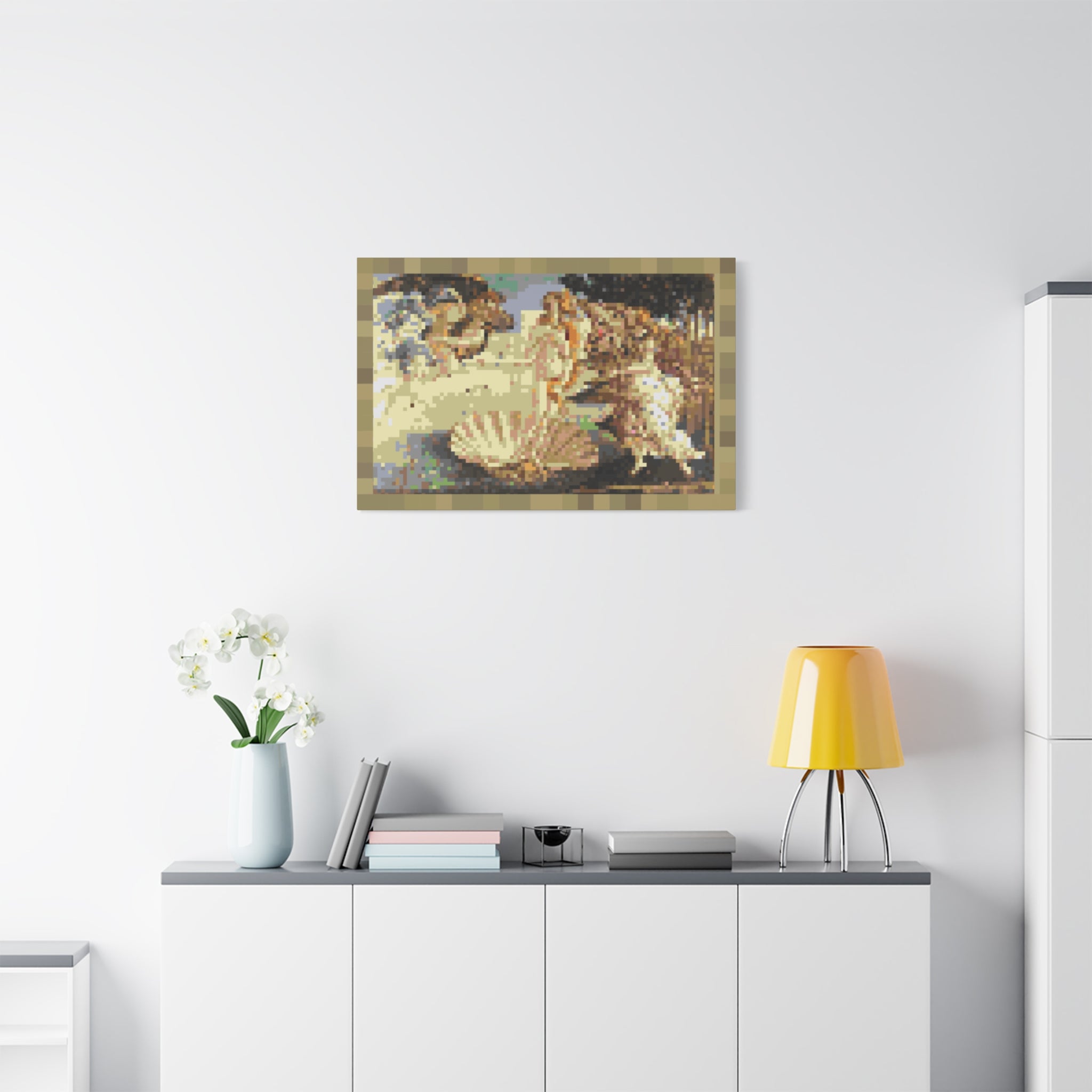 The Birth of Venus Pixel-Style Matte Canvas Print