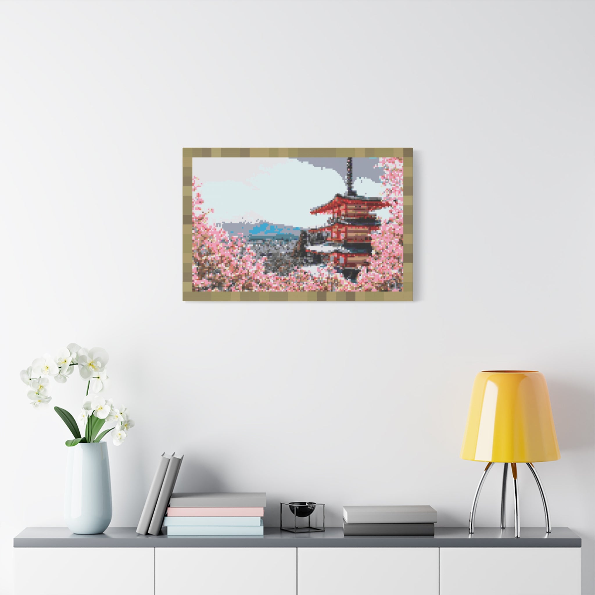 Japanese Cherry Blossom Name Pixel-Style Matte Canvas Print