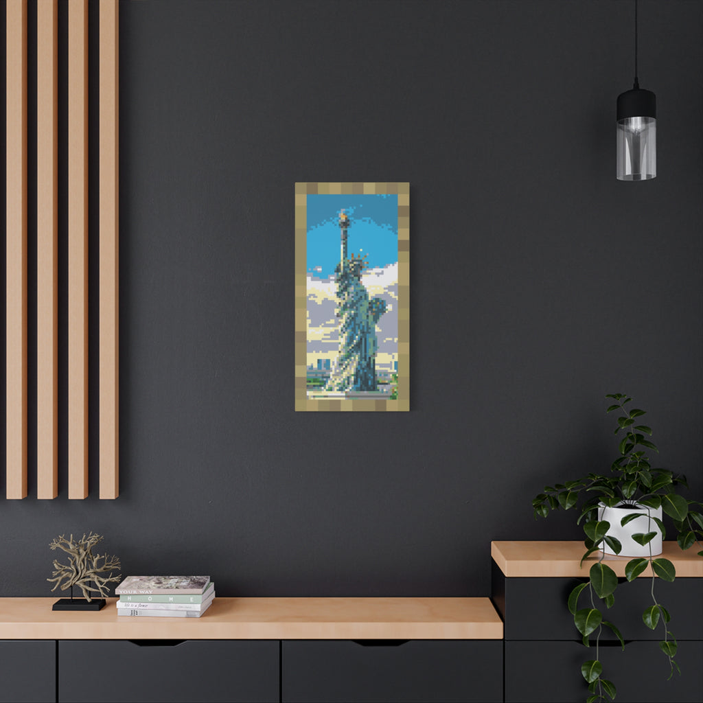 Statue of Liberty Pixel-Style Matte Canvas Print
