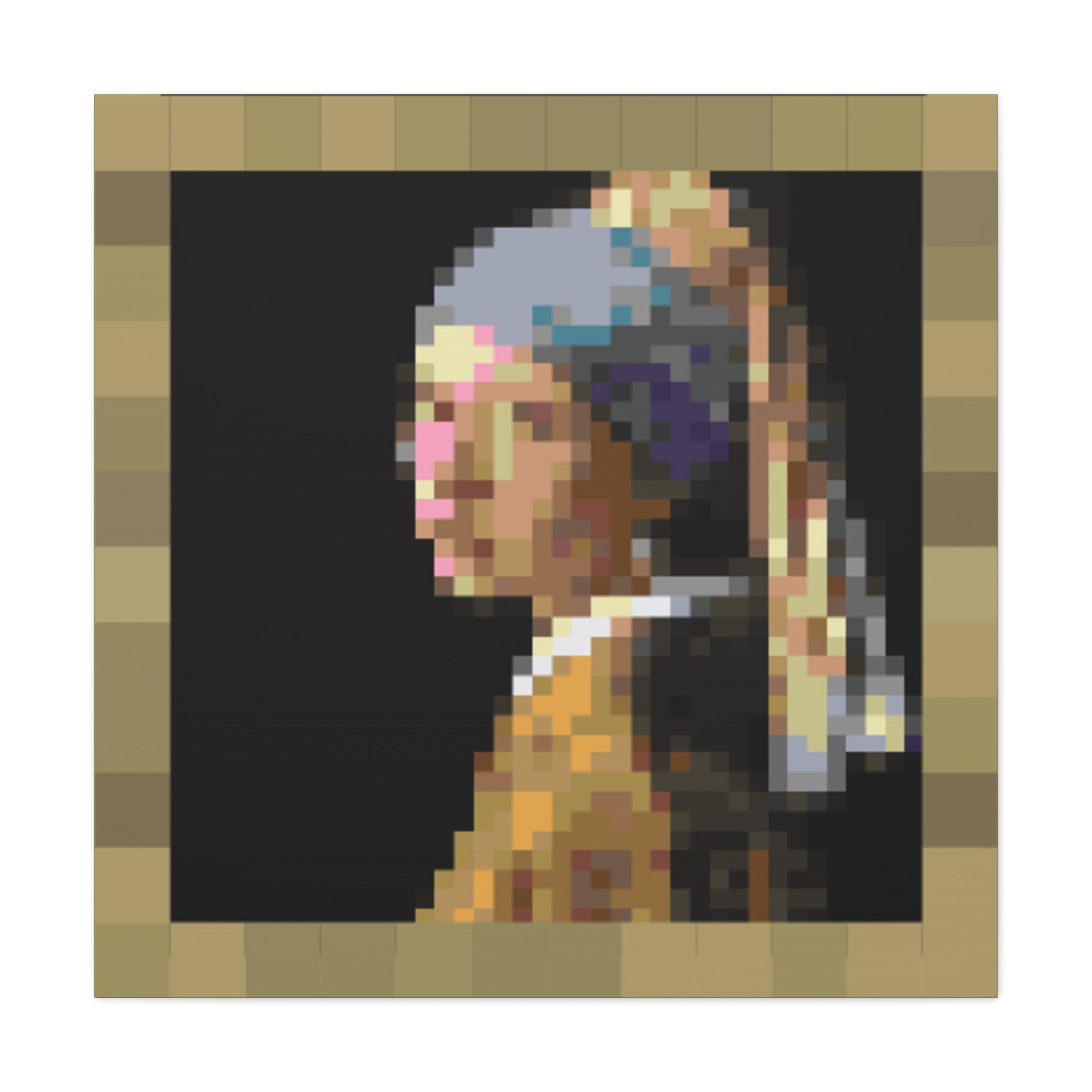 Girl with a Pearl Earring Pixel-Style Matte Canvas Print