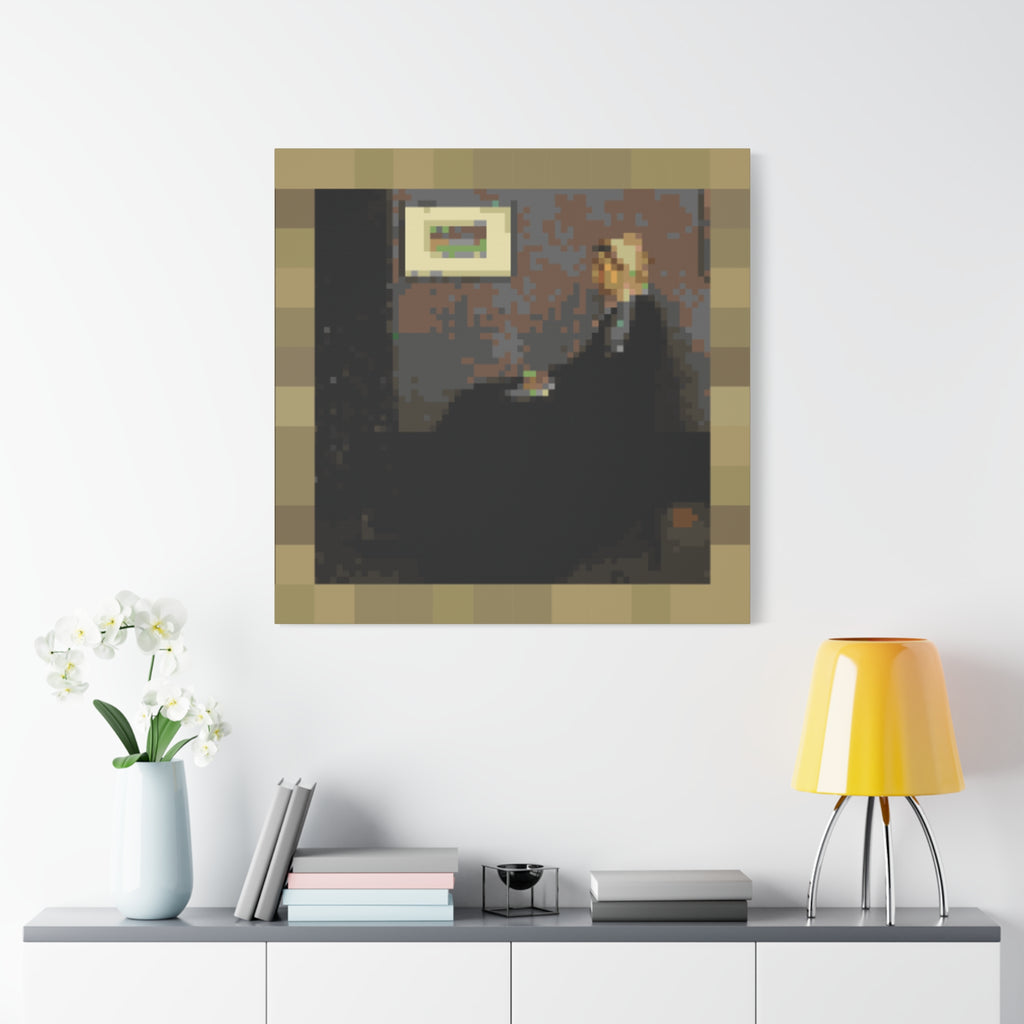 Whistler's Mother Pixel-Style Matte Canvas Print