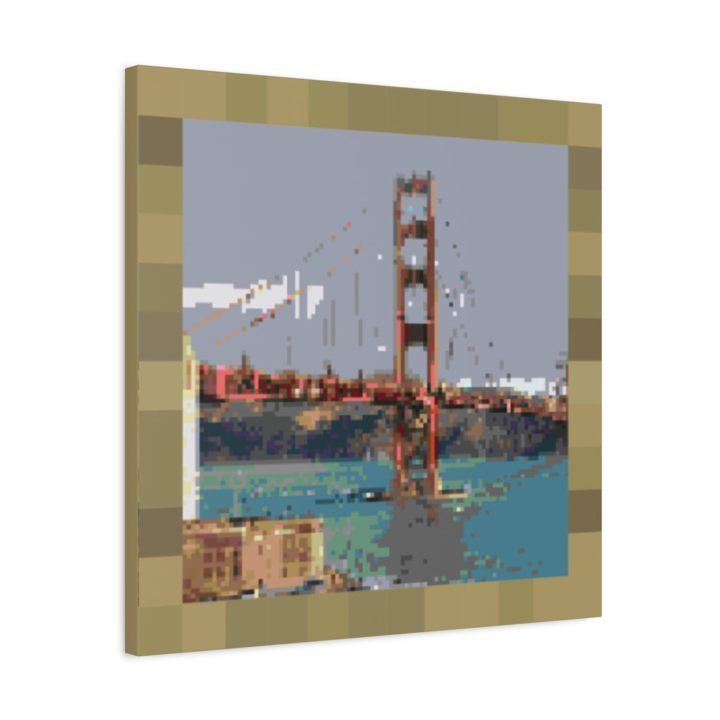 Golden Gate Bridge Pixel-Style Matte Canvas Print