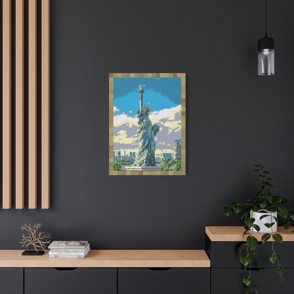 Statue of Liberty Pixel-Style Matte Canvas Print