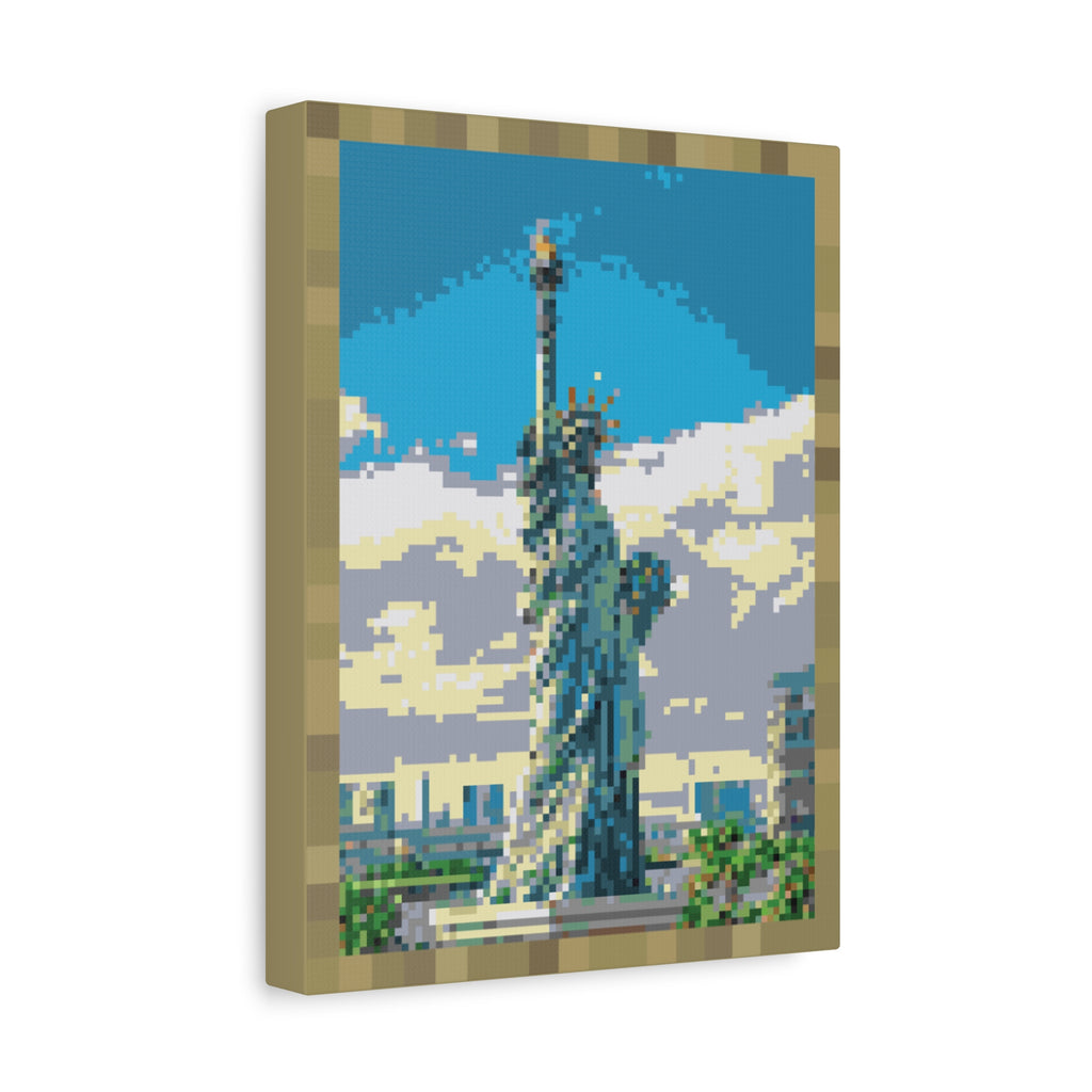 Statue of Liberty Pixel-Style Matte Canvas Print