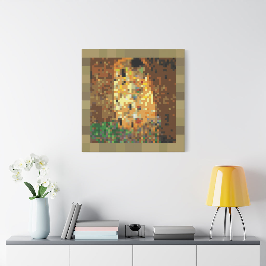 The Kiss Pixel-Style Matte Canvas Print