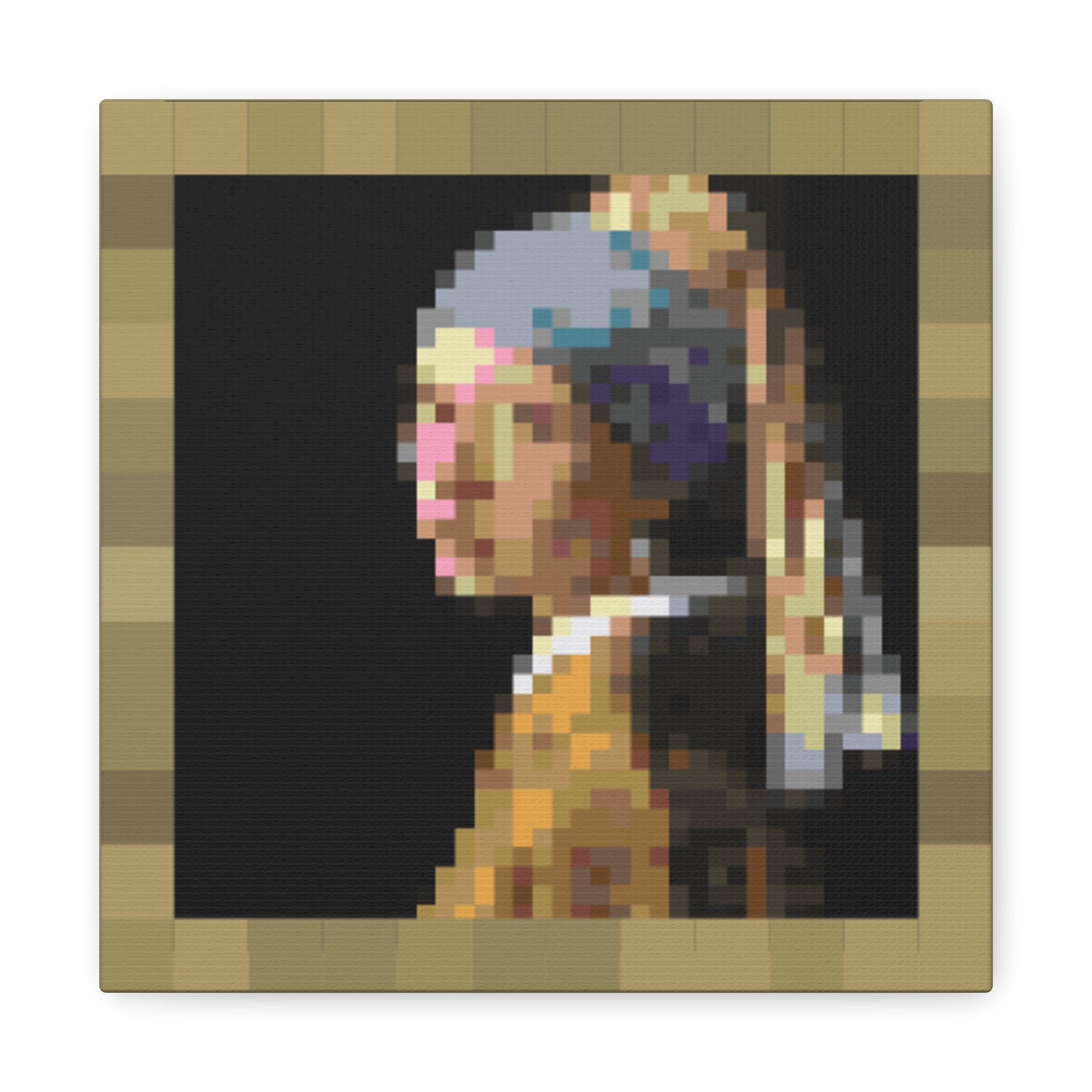 Girl with a Pearl Earring Pixel-Style Matte Canvas Print
