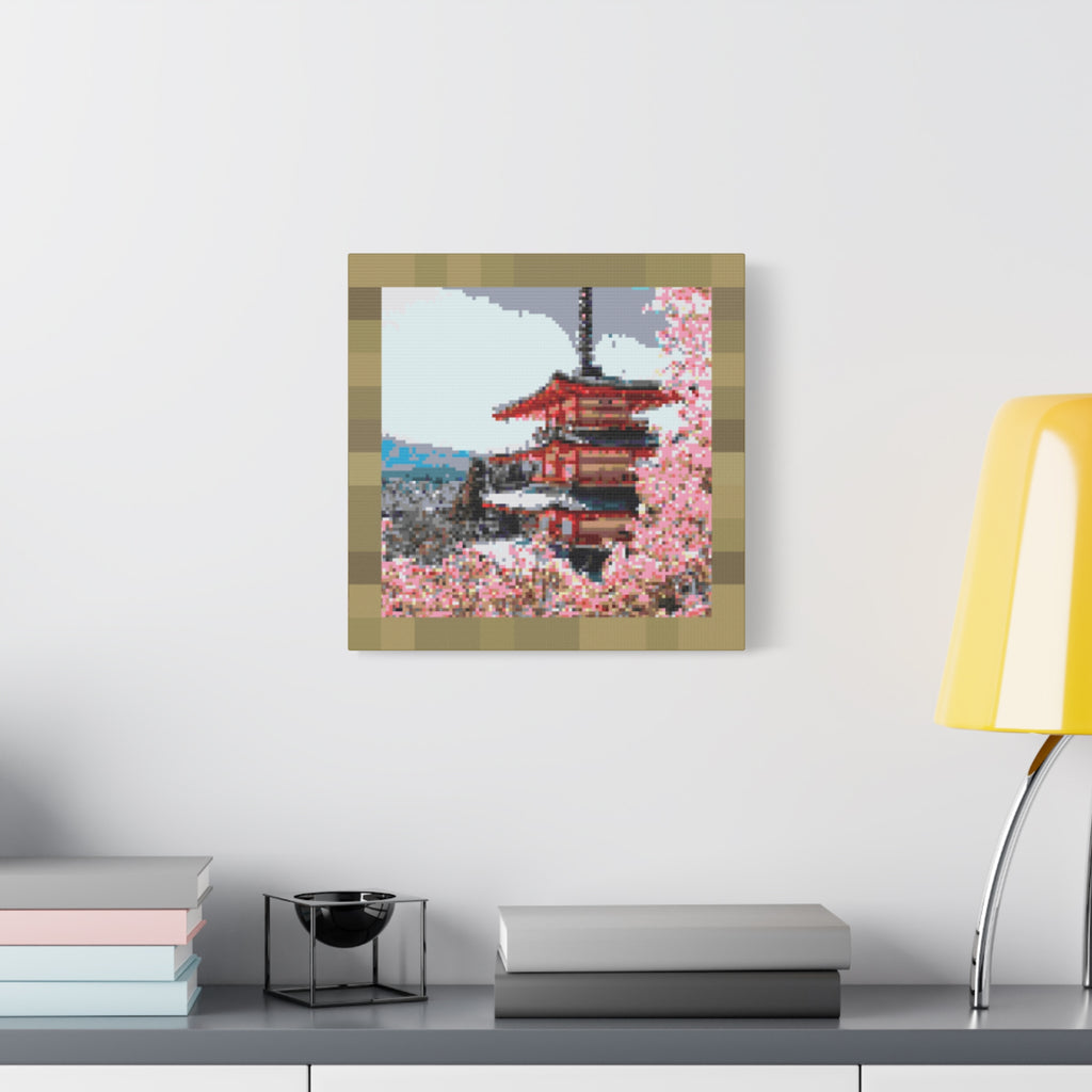 Japanese Cherry Blossom Name Pixel-Style Matte Canvas Print