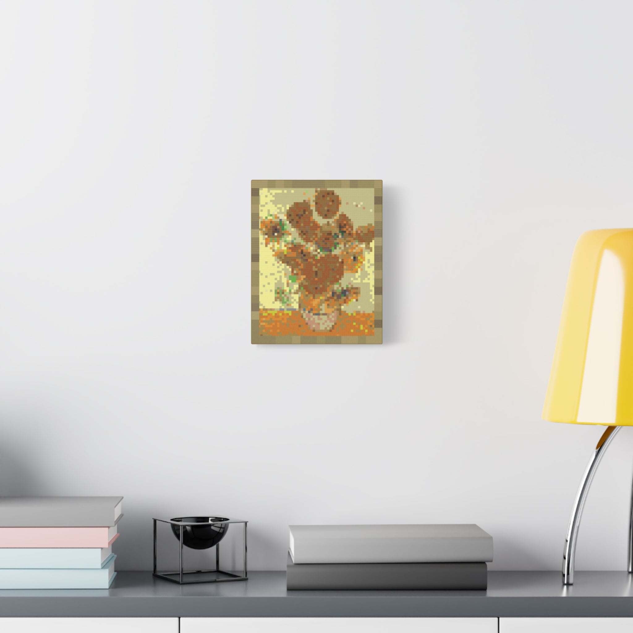 Sunflowers Pixel-Style Matte Canvas Print