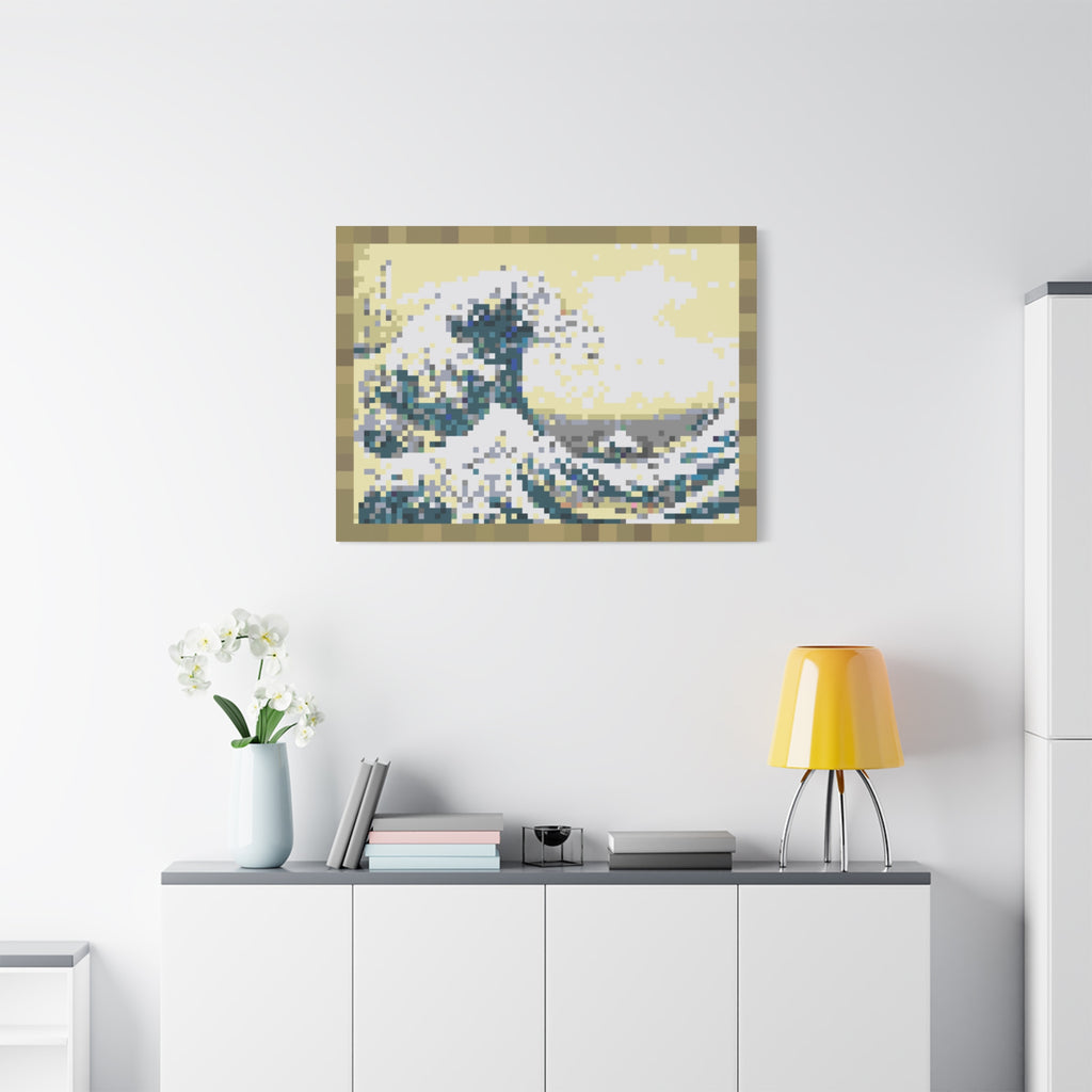 The Great Wave Pixel-Style Matte Canvas Print
