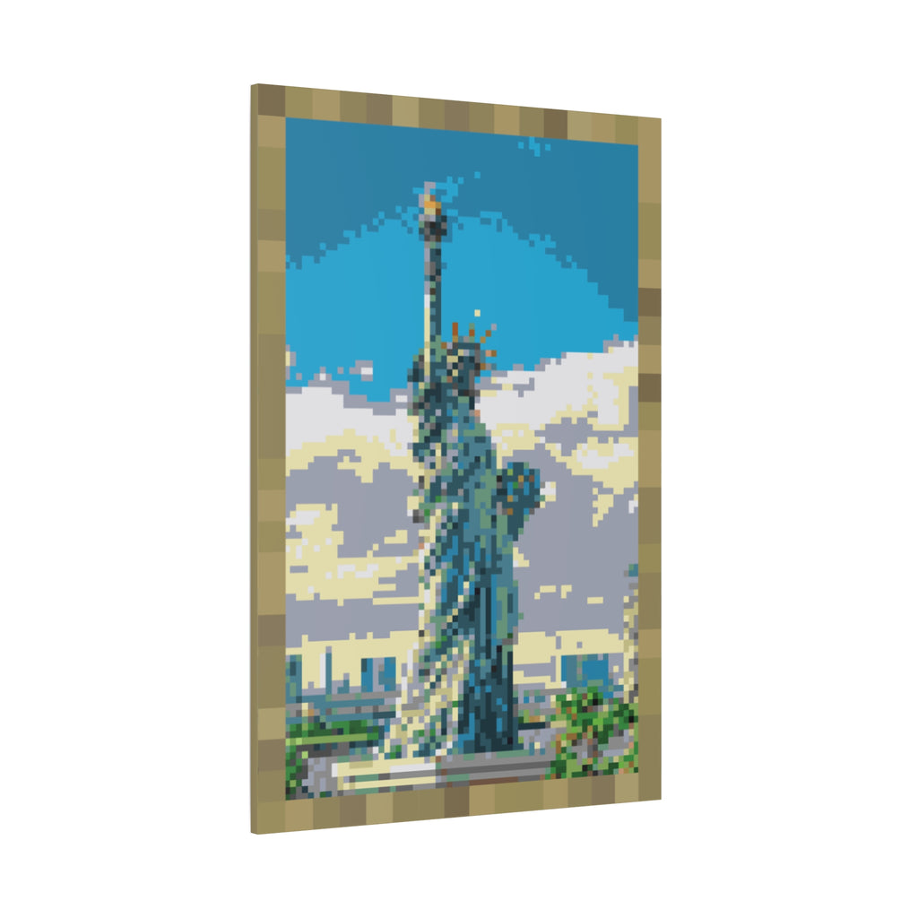 Statue of Liberty Pixel-Style Matte Canvas Print