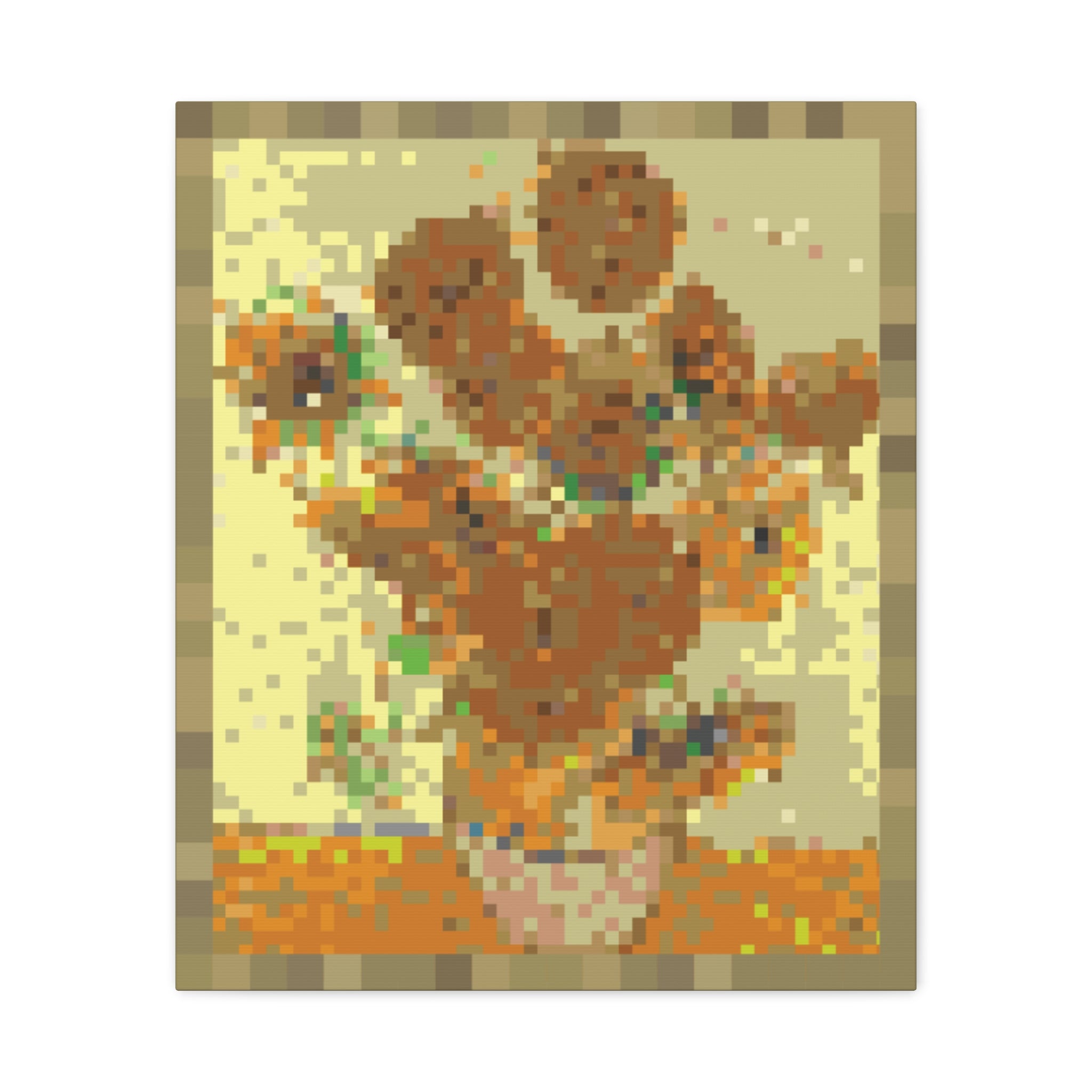 Sunflowers Pixel-Style Matte Canvas Print