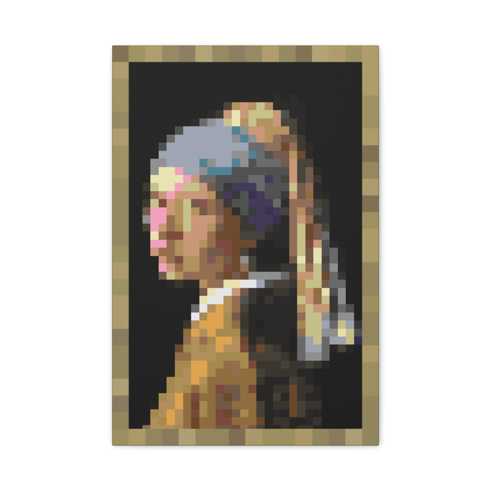 Girl with a Pearl Earring Pixel-Style Matte Canvas Print