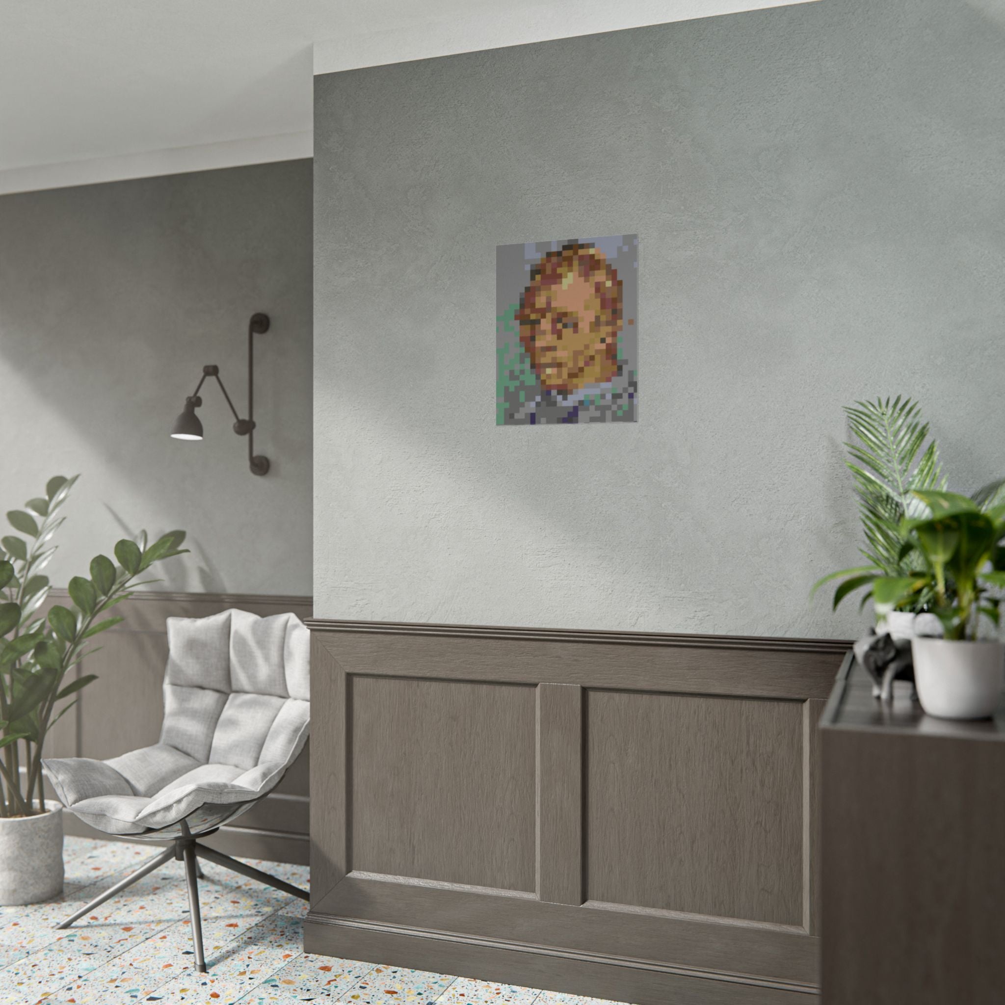 L'artiste Sans Barbe Pixel-Style Rolled Art Print