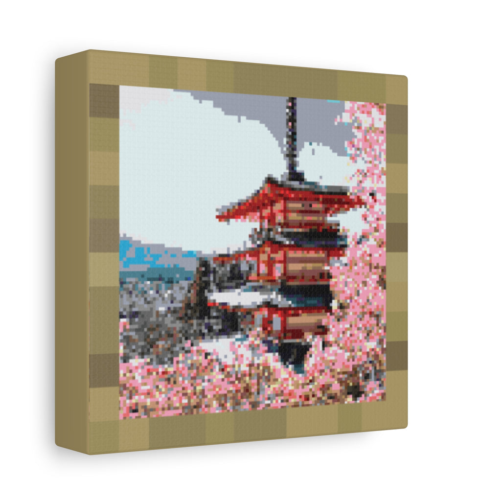 Japanese Cherry Blossom Name Pixel-Style Matte Canvas Print