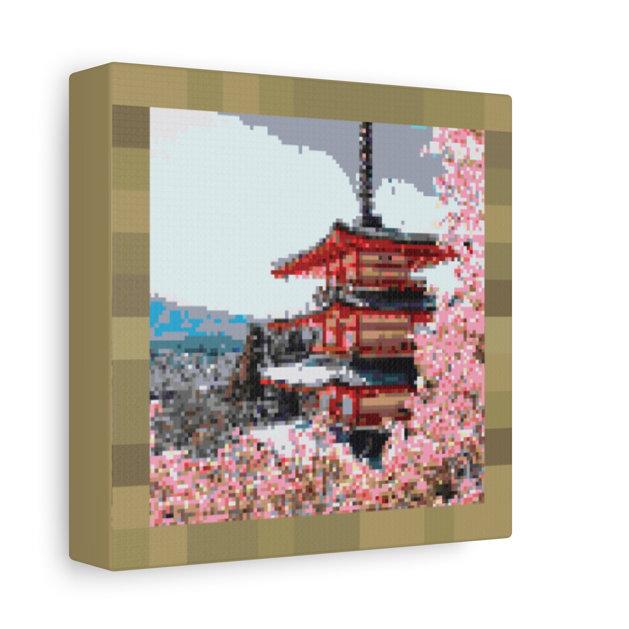 Japanese Cherry Blossom Name Pixel-Style Matte Canvas Print