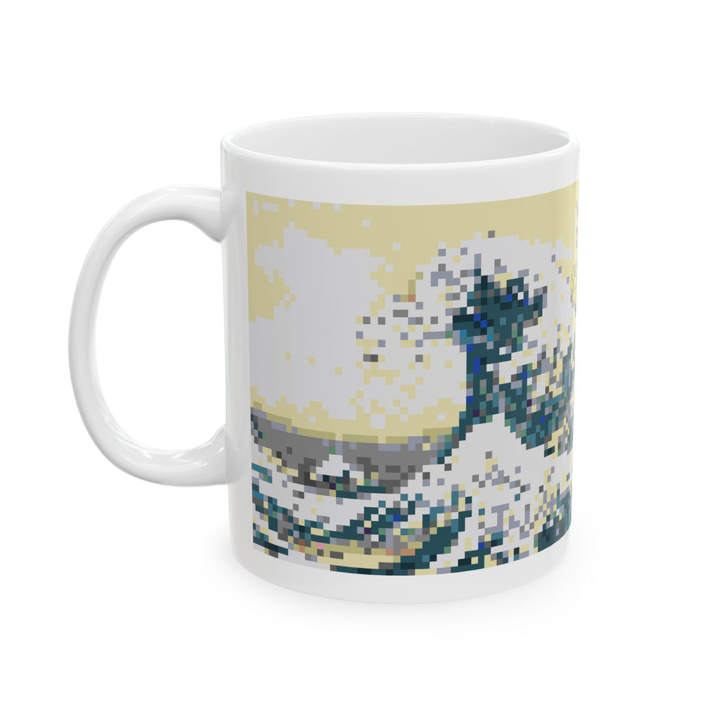 The Great Wave Pixel-Style Ceramic Mug (11oz/15oz)