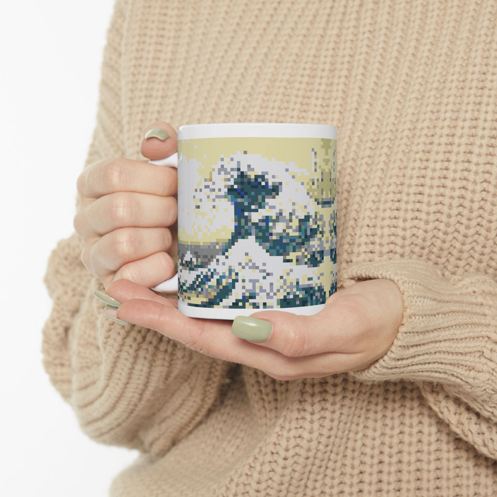 The Great Wave Pixel-Style Ceramic Mug (11oz/15oz)