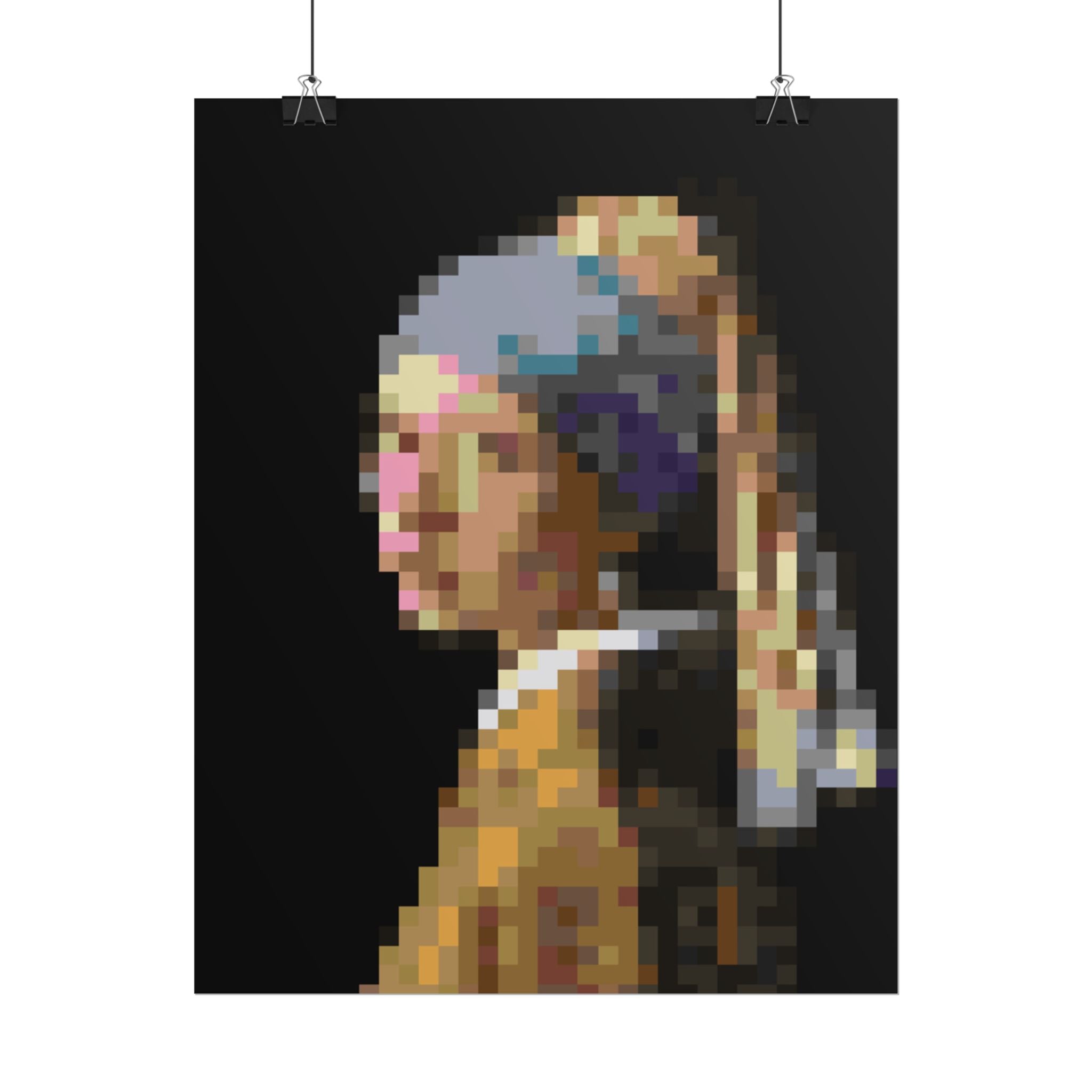 Girl with a Pearl Earring Pixel-Style Rolled Art Print