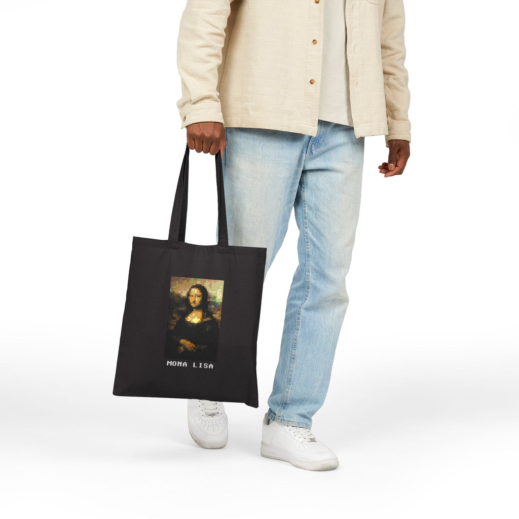 The Mona Lisa Pixel Art Tote Bag — Famous Artwork Canvas Tote
